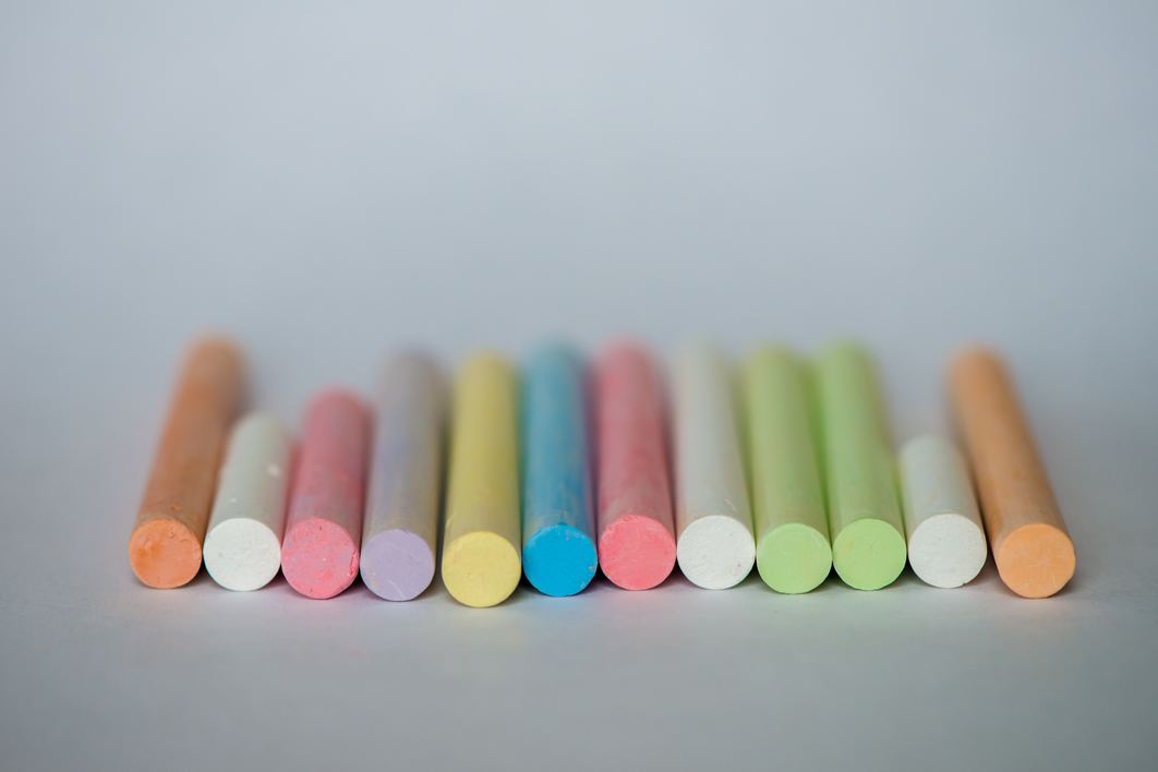 Colorful Chalk on White Background