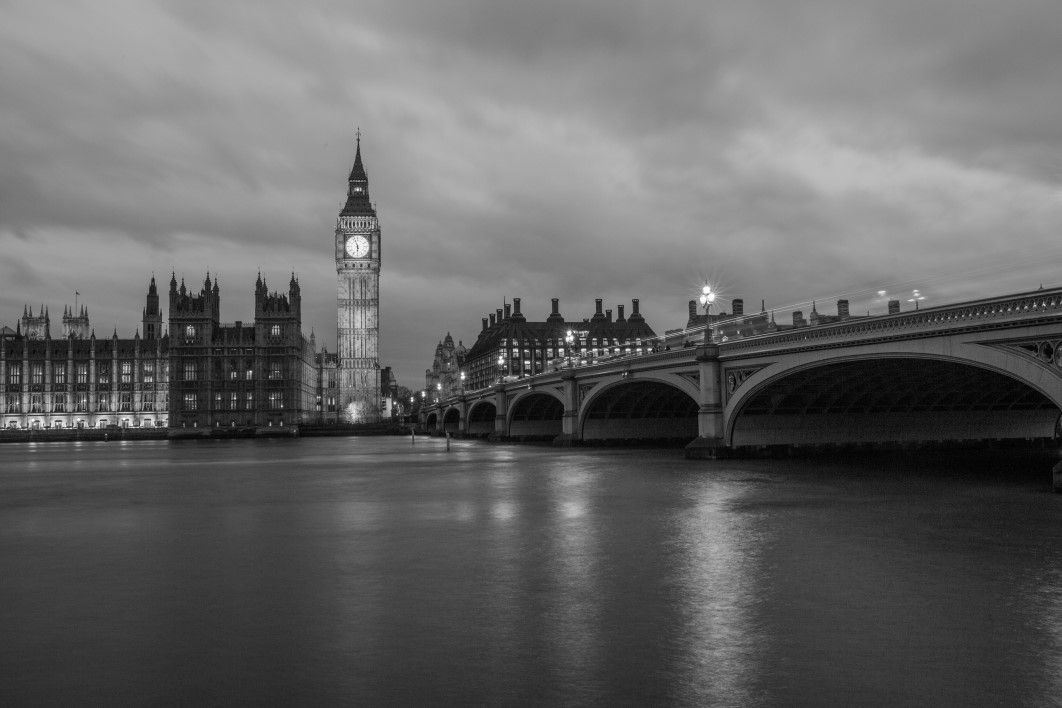 Big Ben at Night in Black and White