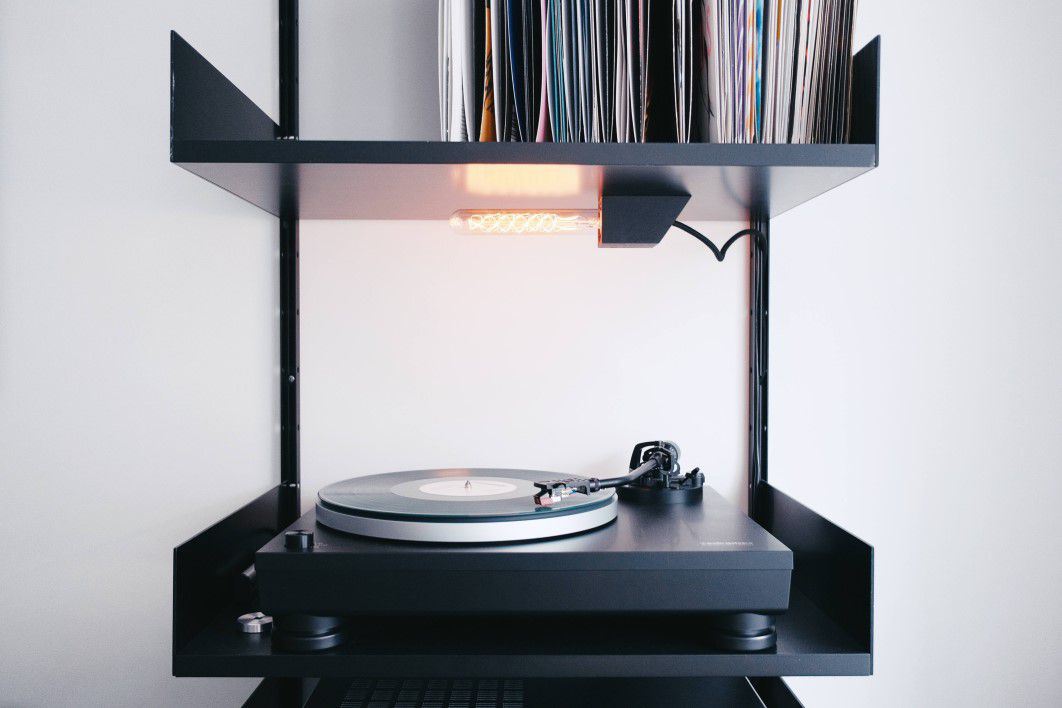 white vinyl record player