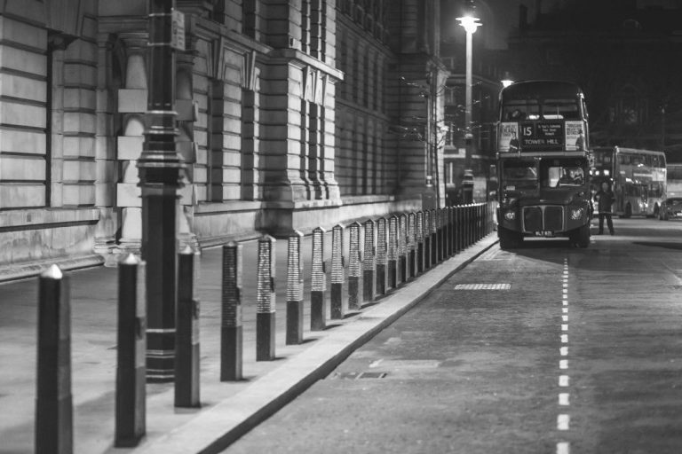 Black and White Vintage London Bus Royalty Free Photo