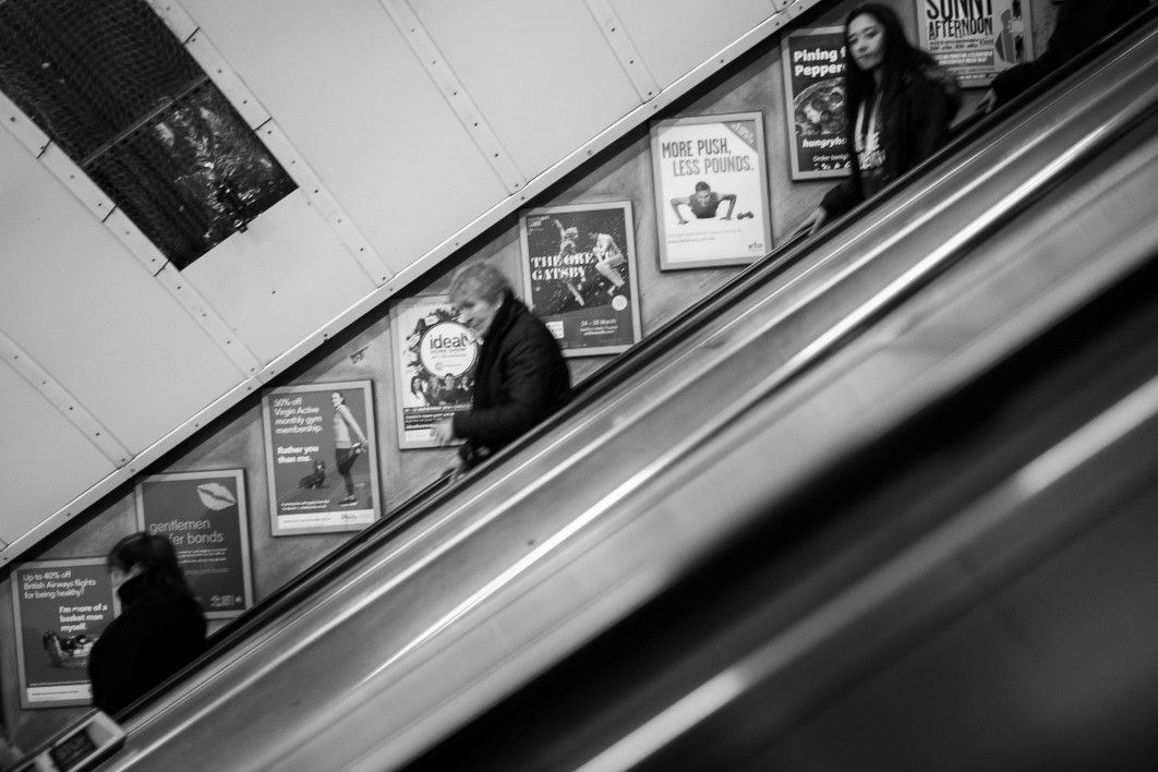 Descending Escalator Black White