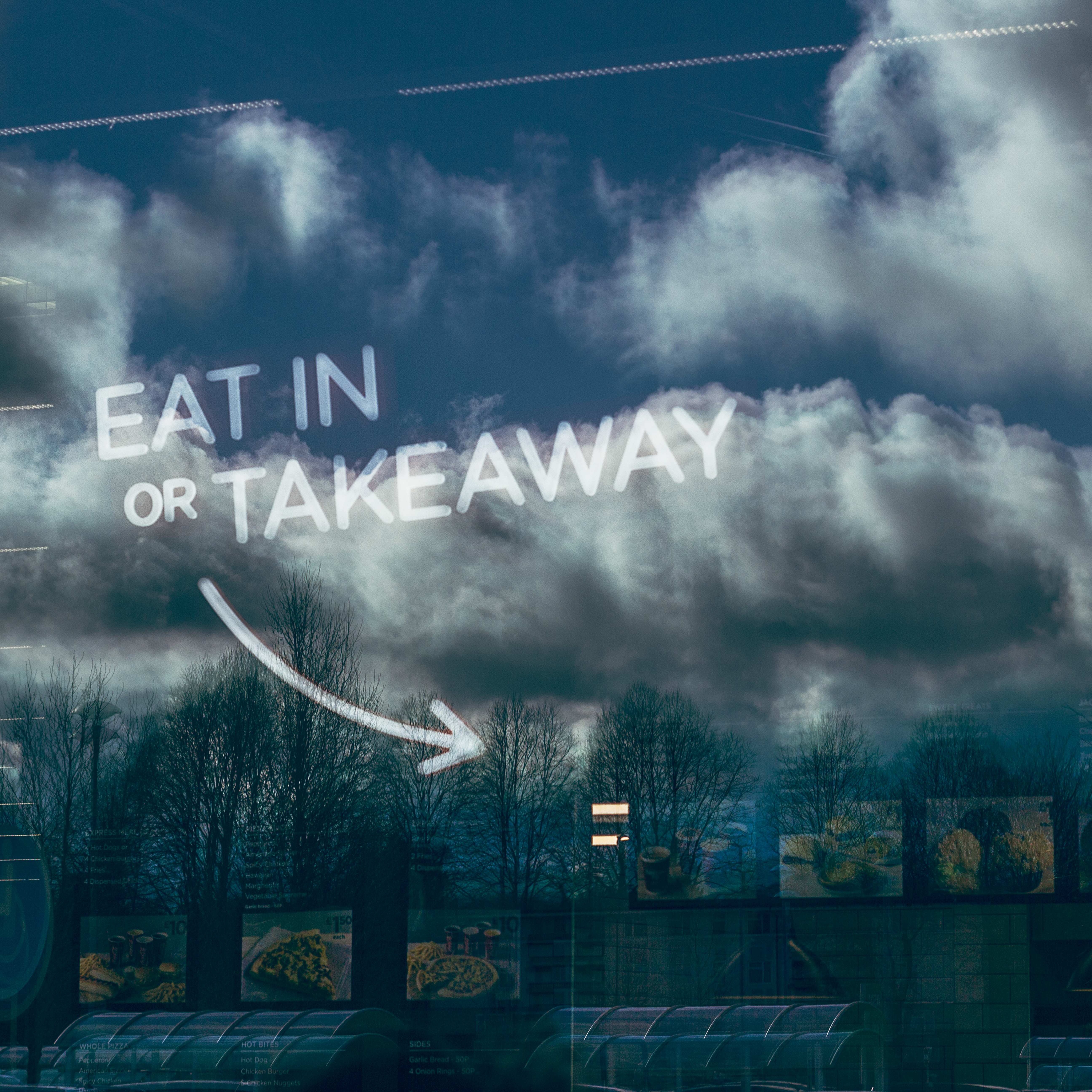 Eat In or Takeaway Window Sign