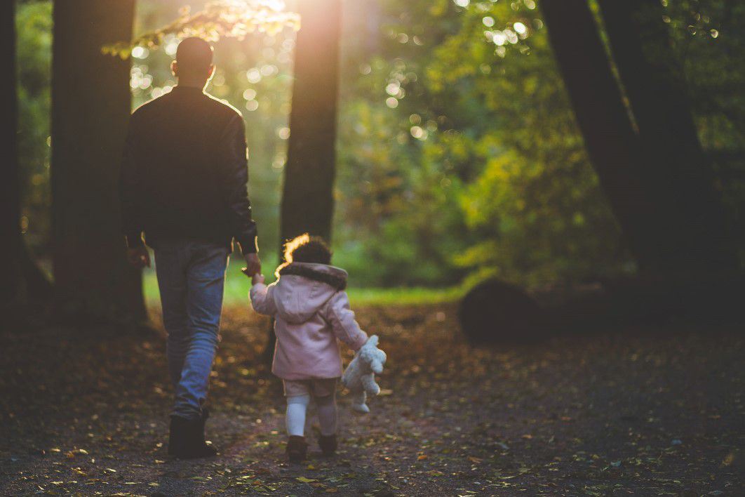 Father Daughter Forest Walk