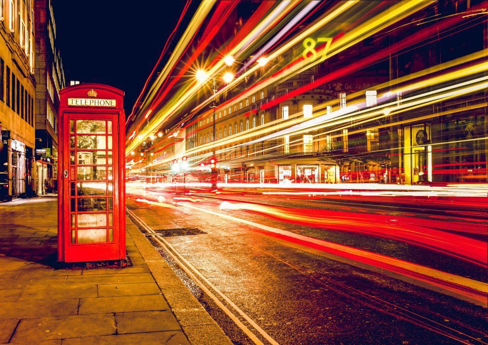 London Red Telephone Booth Long Exposure