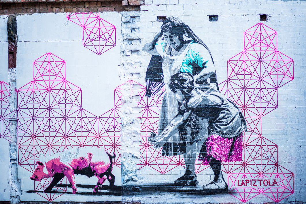 Pink Graffiti Wall Woman Child