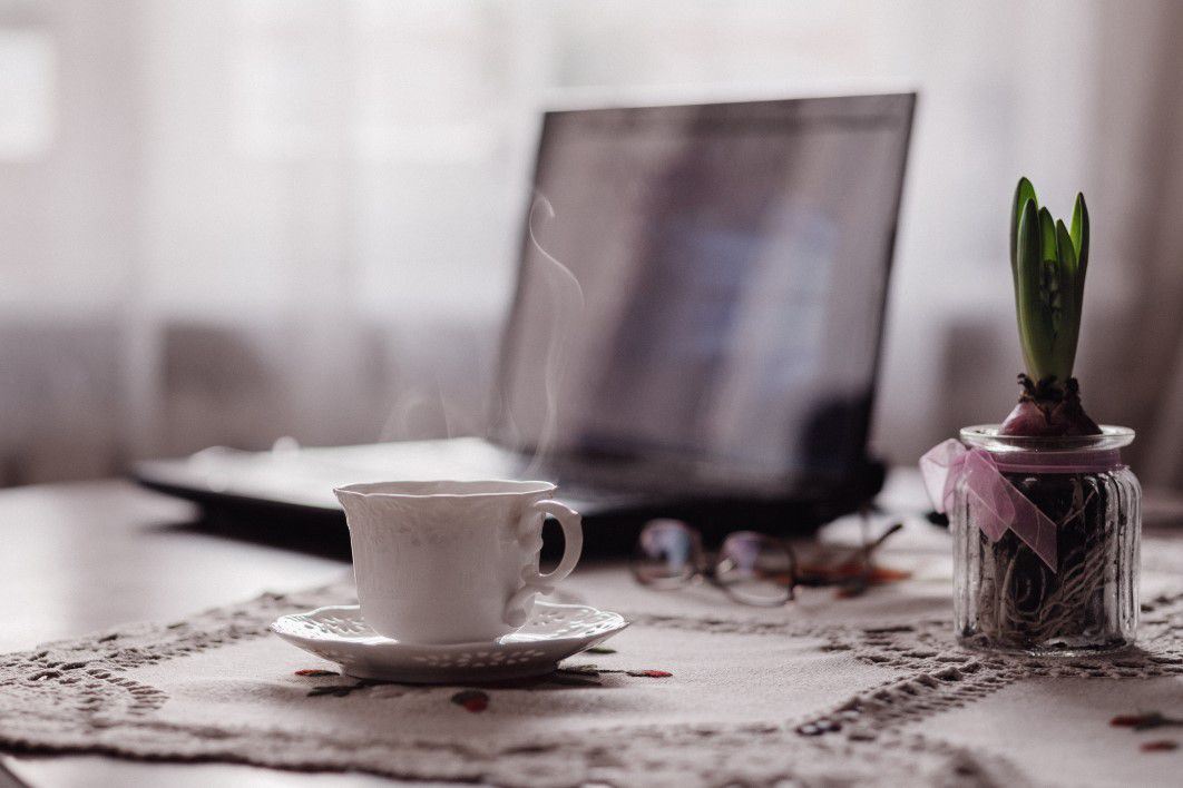 Steaming Coffee and Laptop