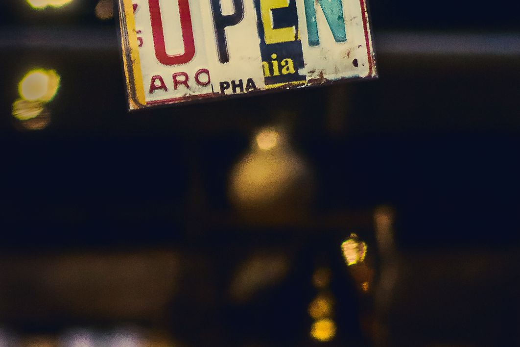 Number Plate Open Sign