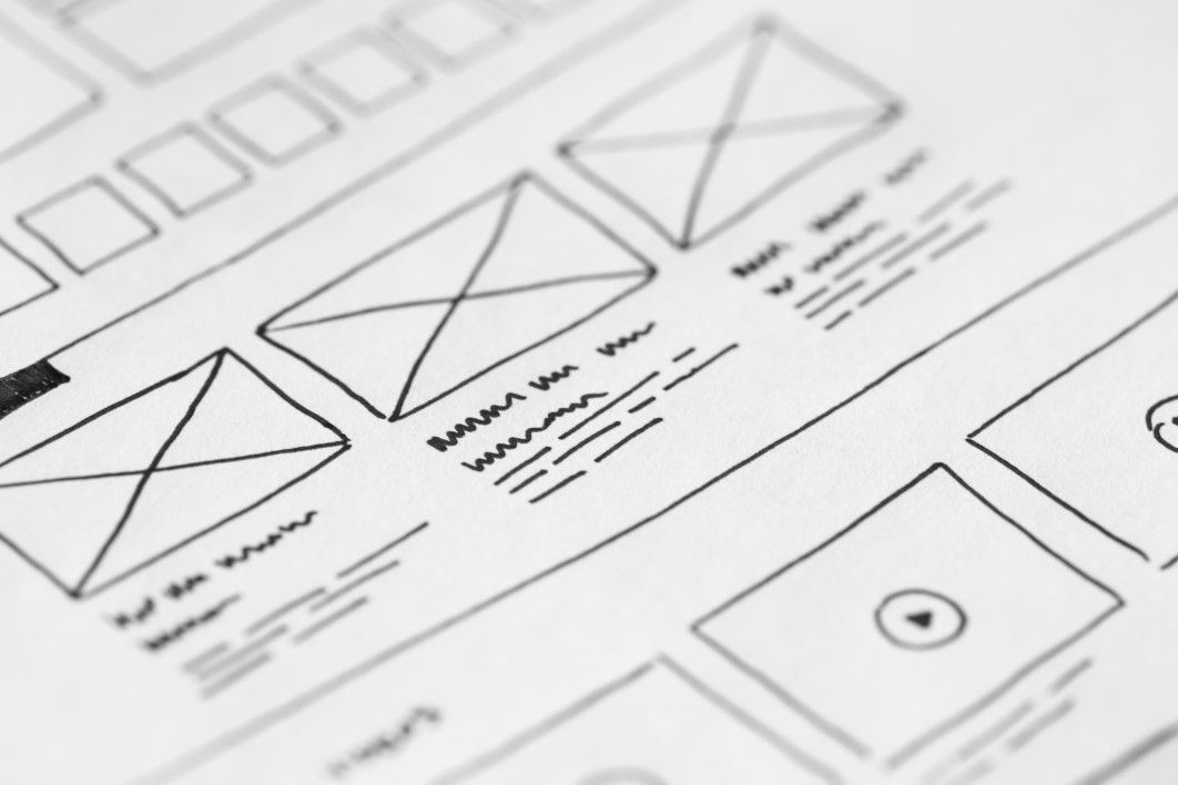Web Design Layout Sketch on Paper