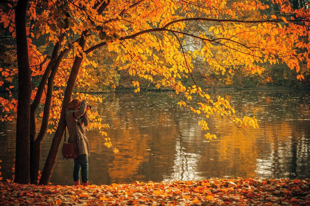 Autumn Lake Photographer Woman