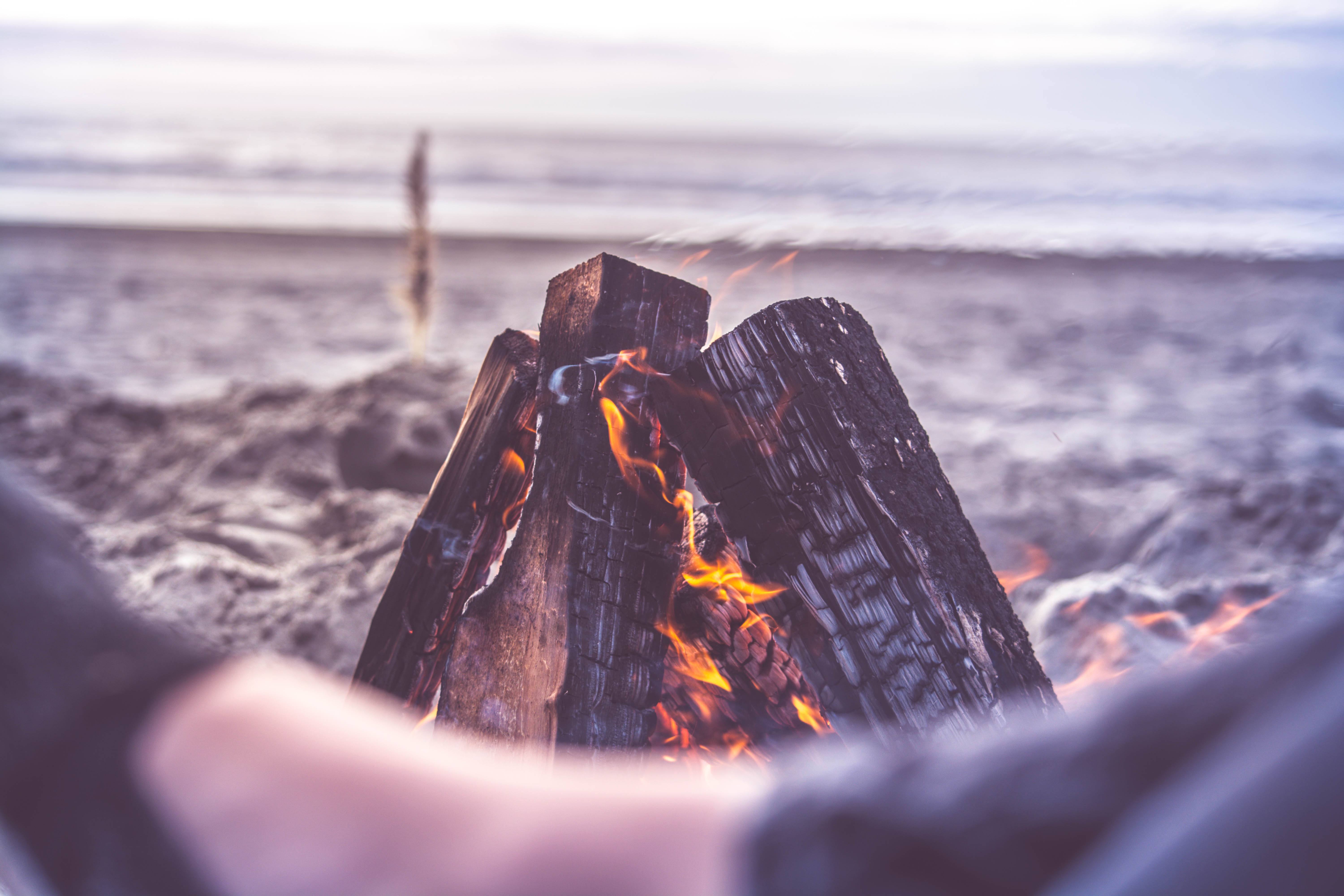 Beach Camping Fire Close Up