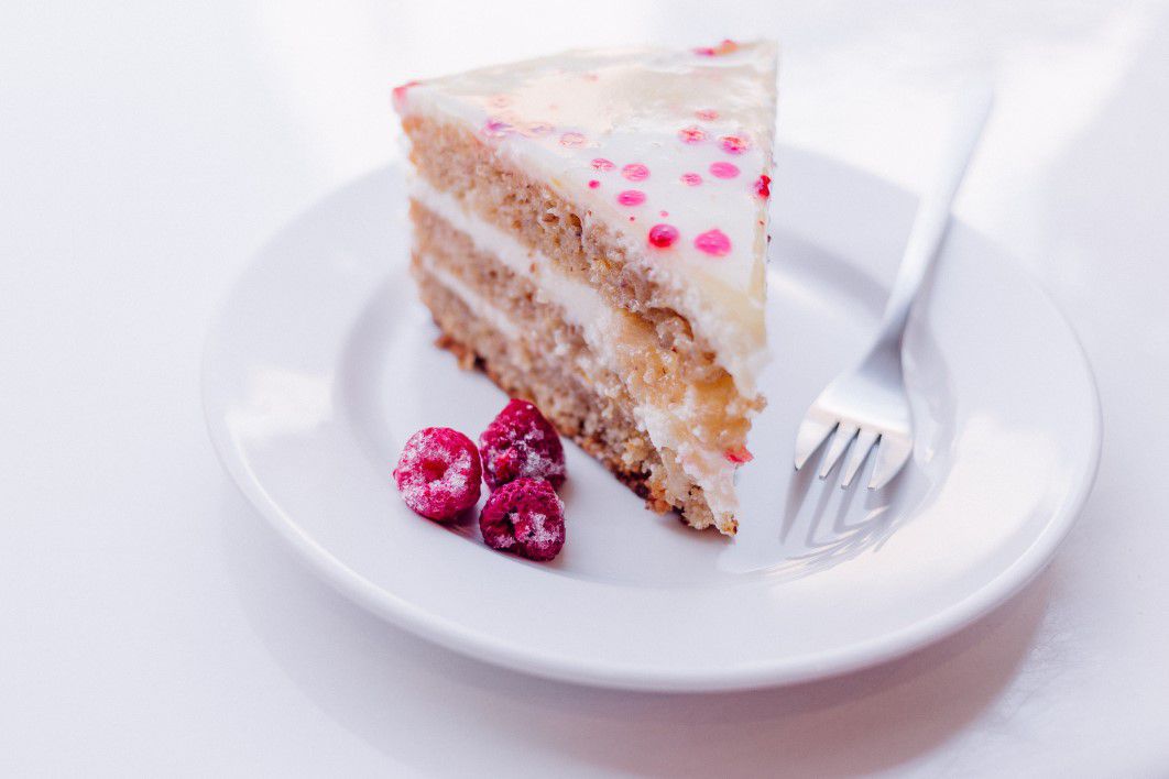Raspberry Cake White Plate Fork
