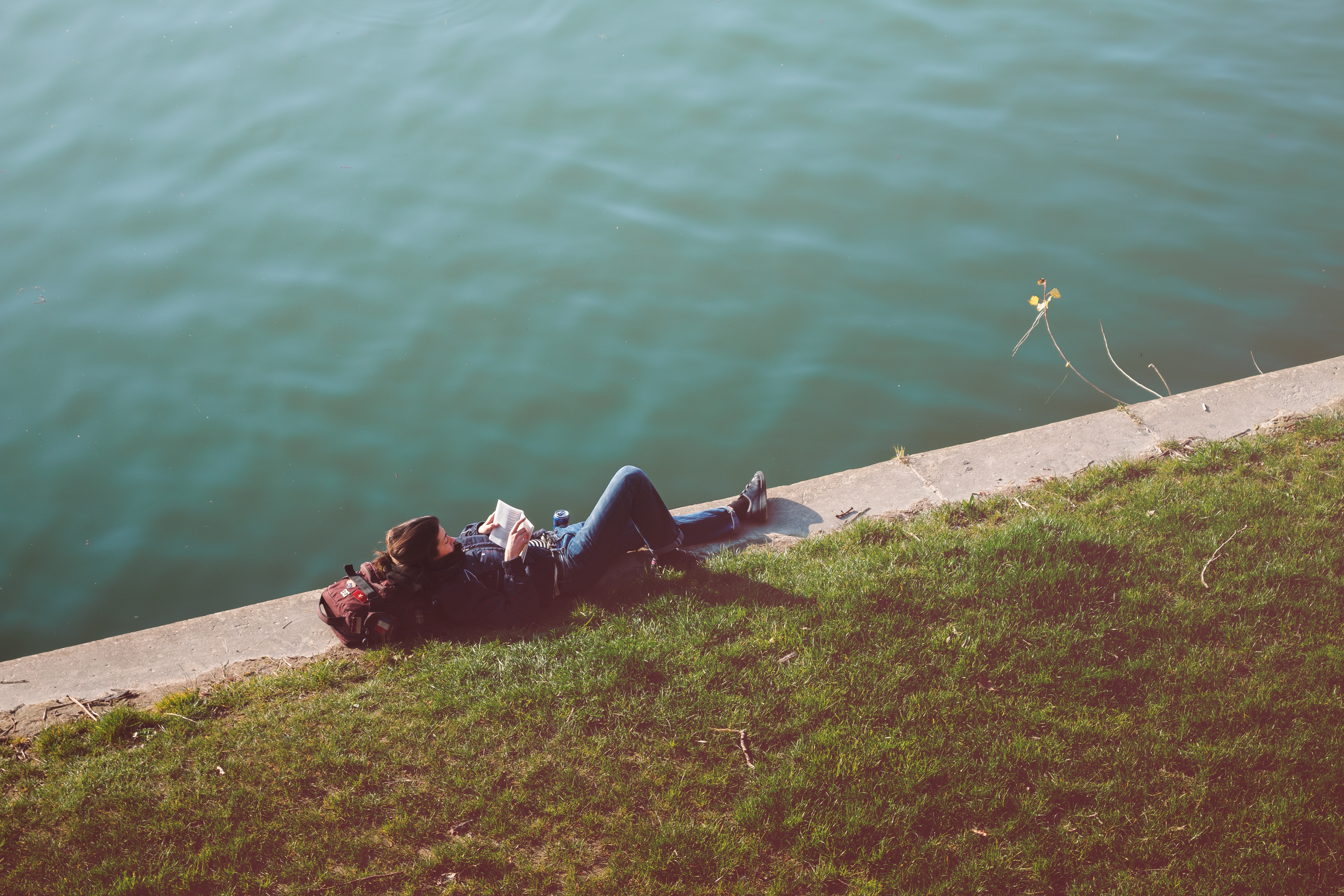 Relaxed Woman Reading River