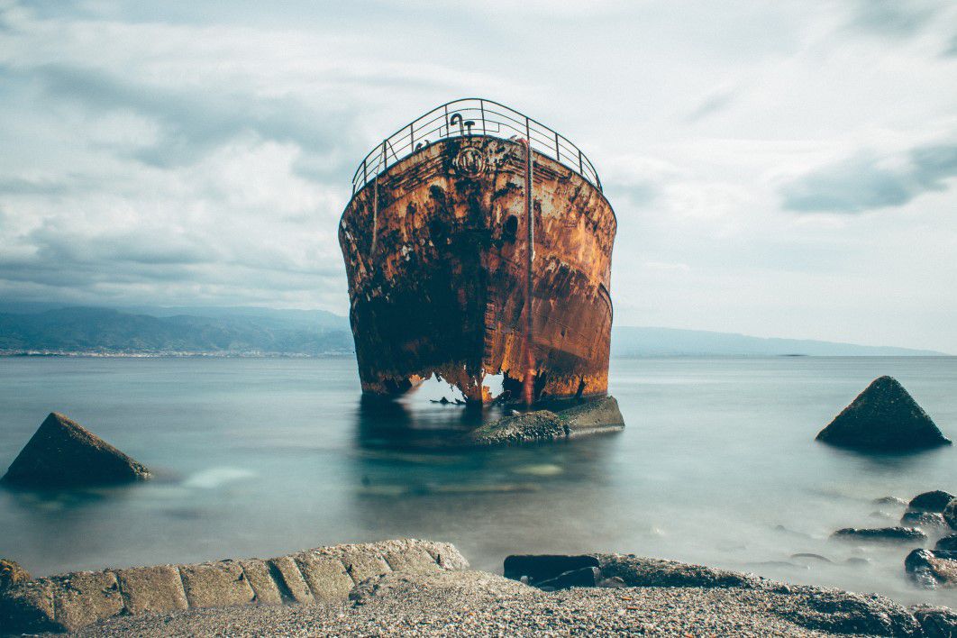Rusty Ship Sea