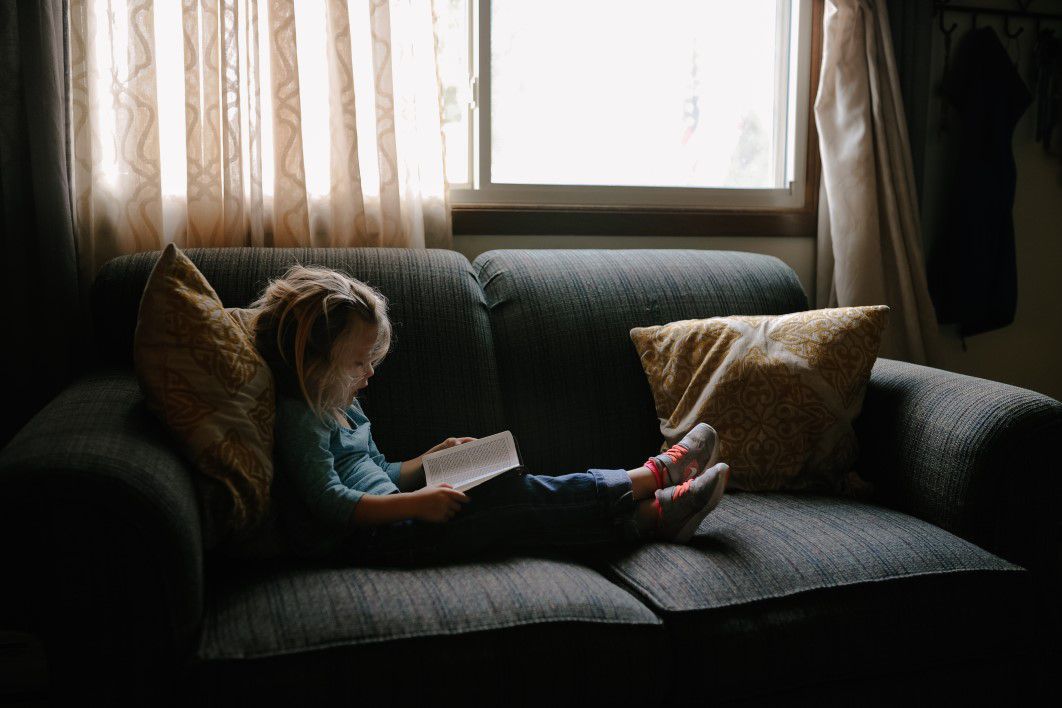 Small Child Girl Reading Book