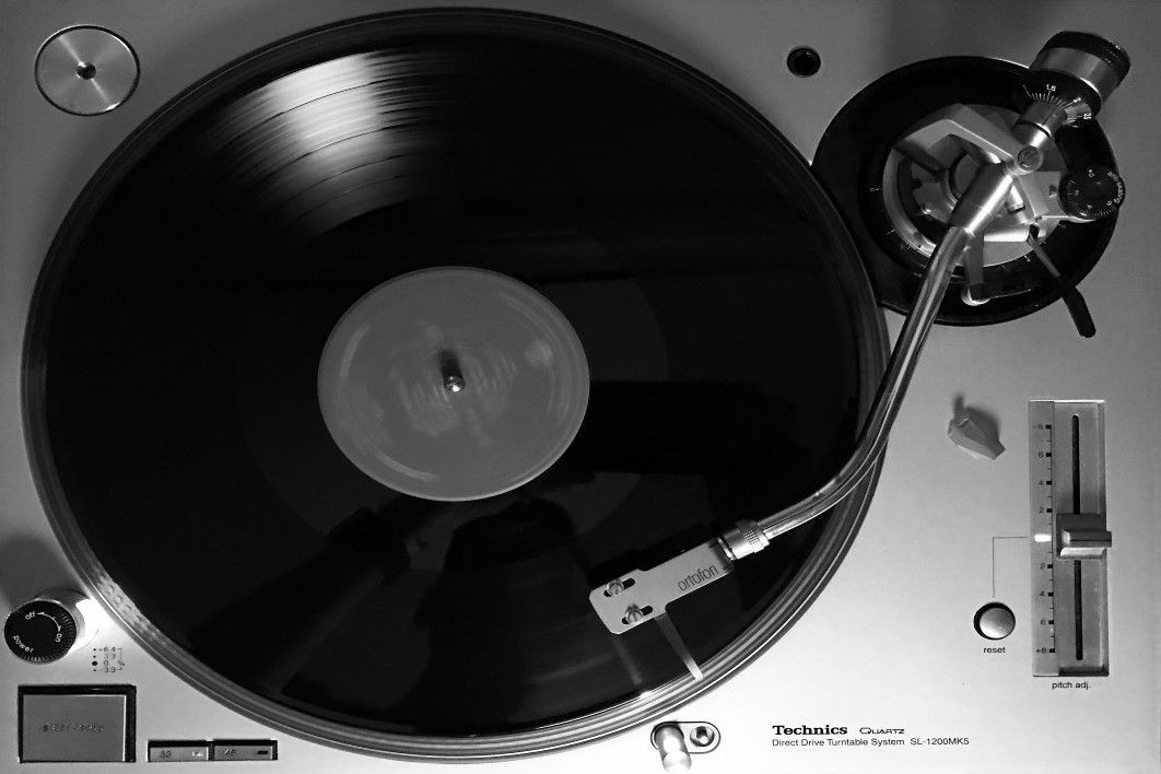 Black White Vinyl Record Player