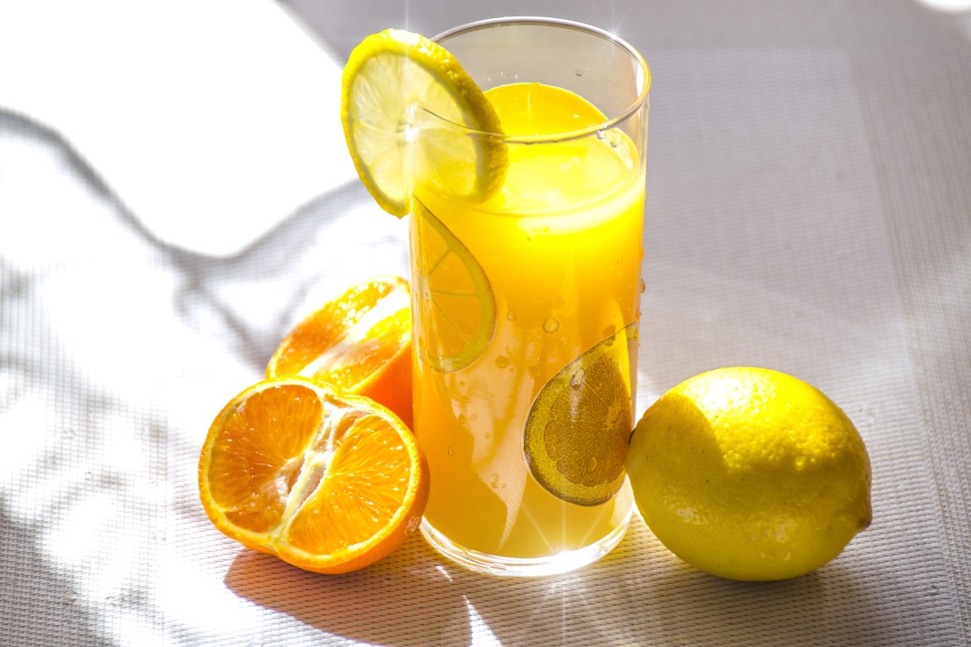 Glass Orange Lemon Juice