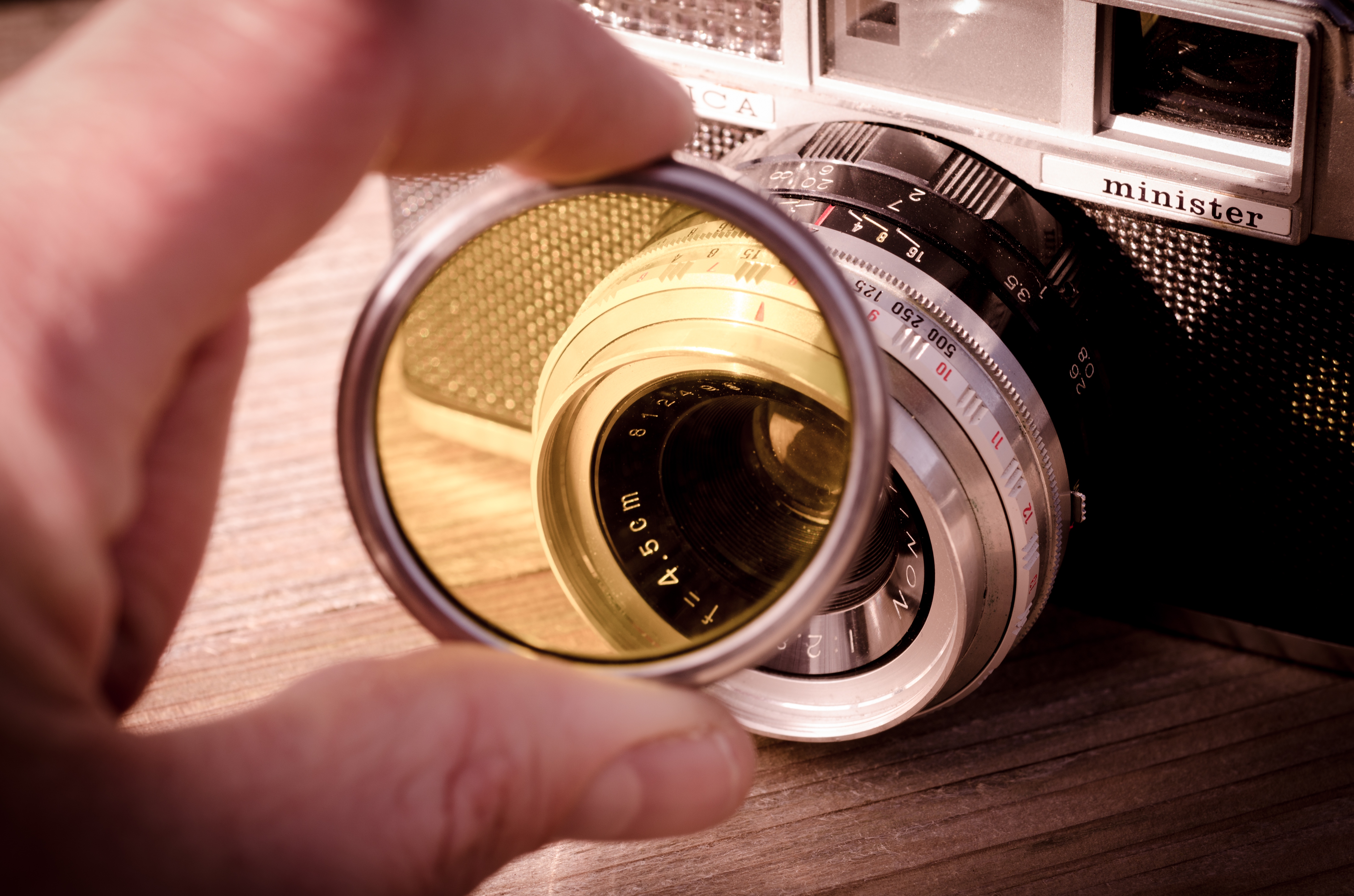 Vintage Camera Yellow Lens