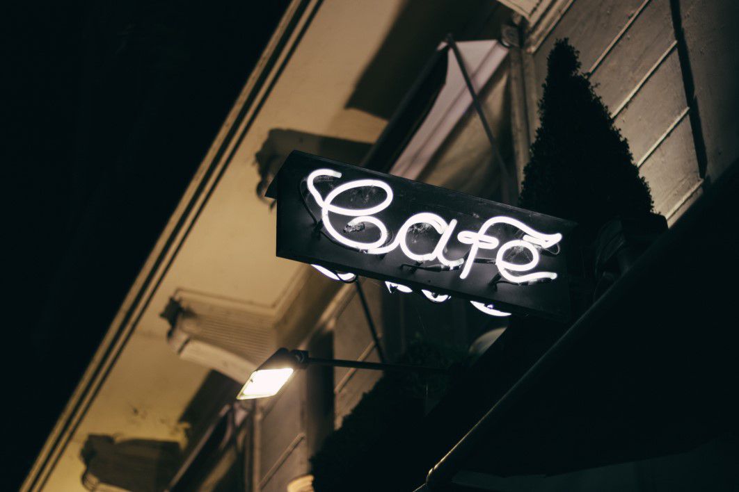 Cafe Neon Sign Night