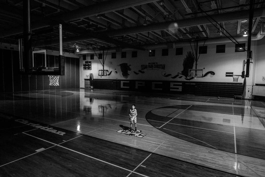 Boy Basketball Gym Black White