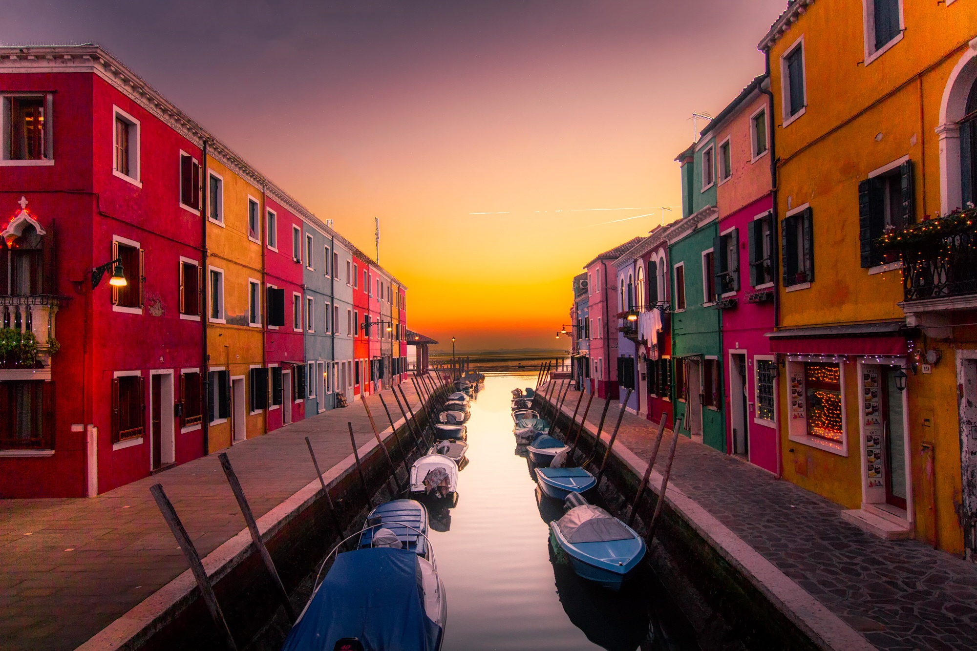 Boats Buildings Canal Color Venice