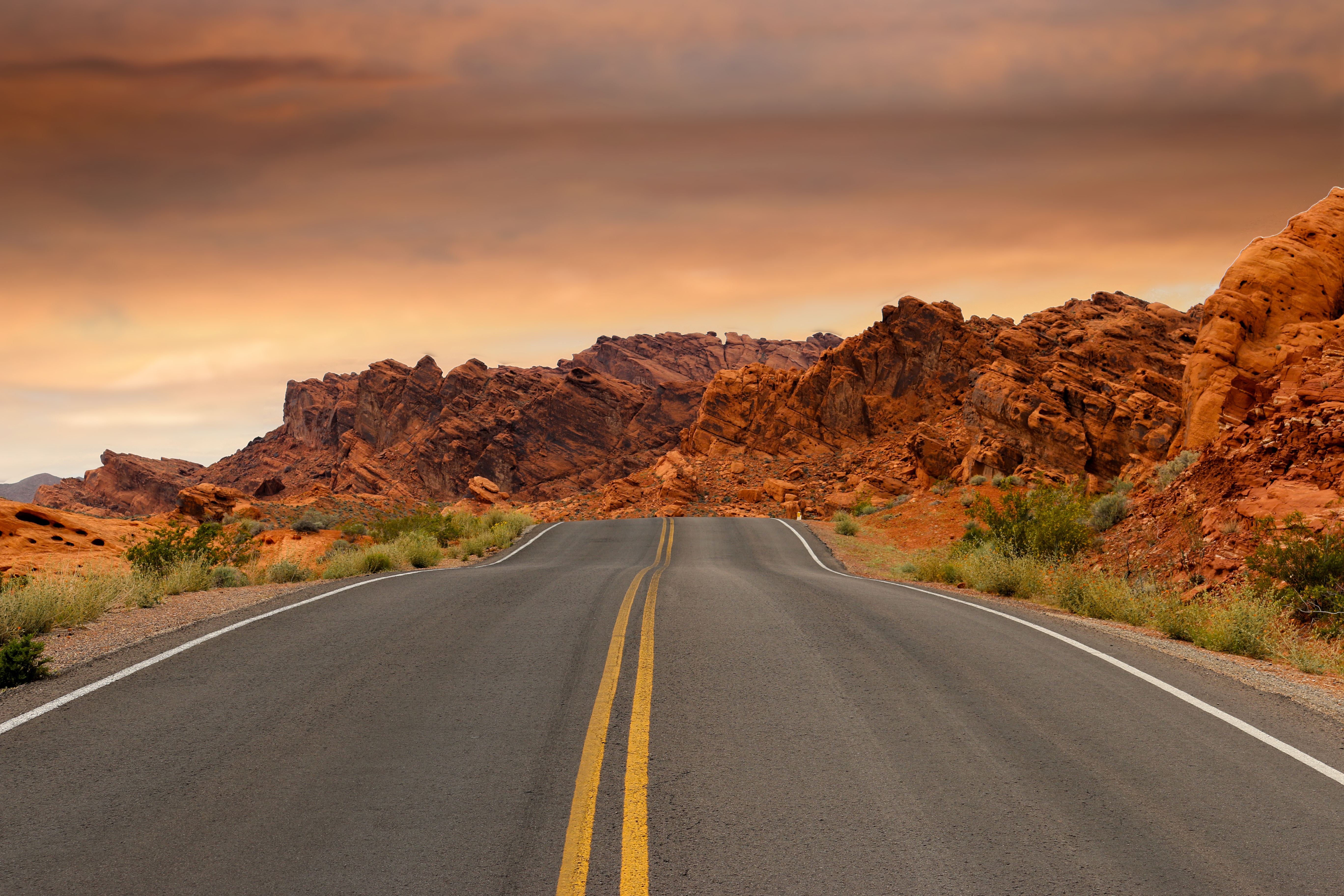 Desert Road Mountain Sunset