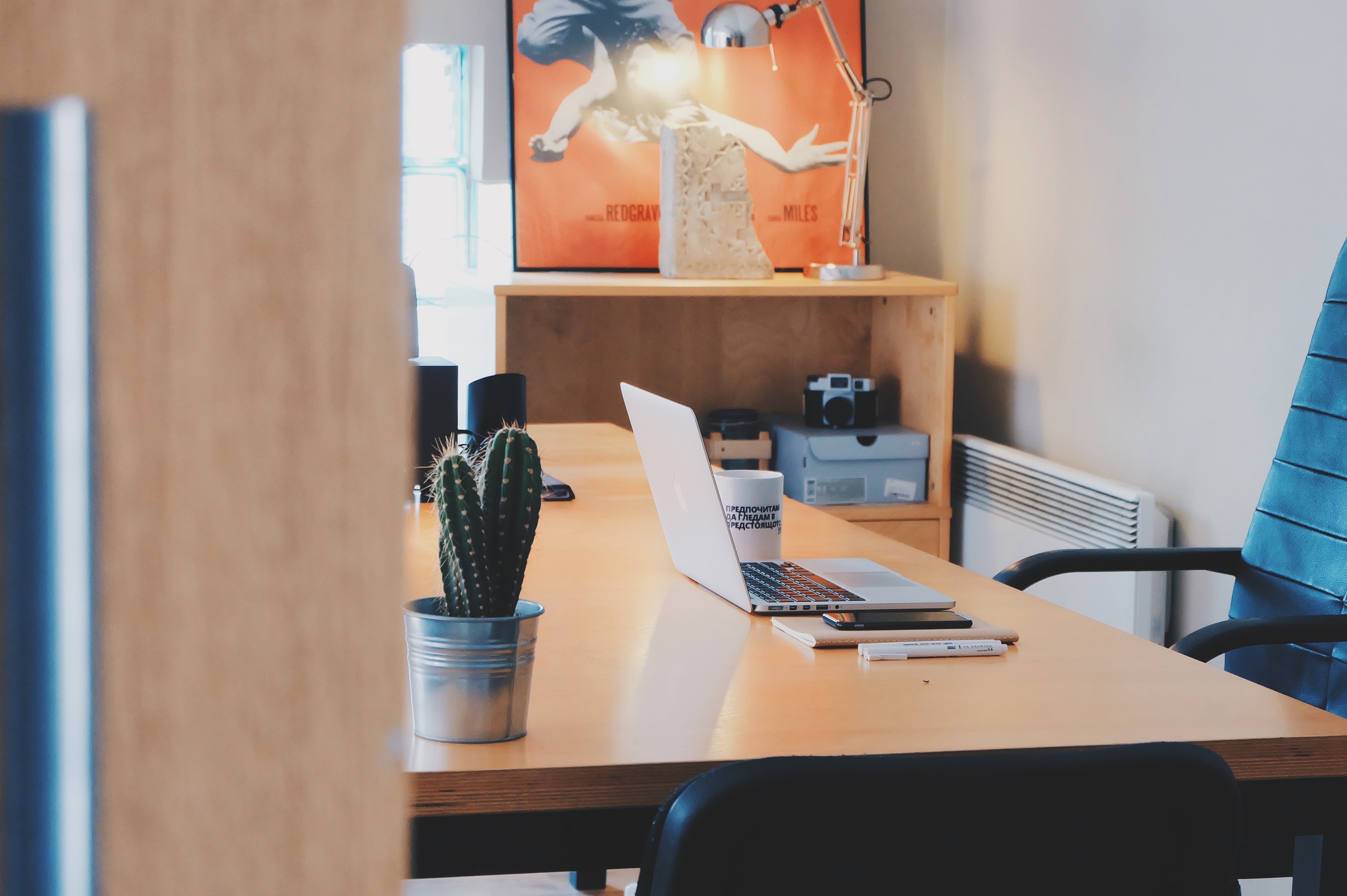 Desk Laptop Cactus Art Poster