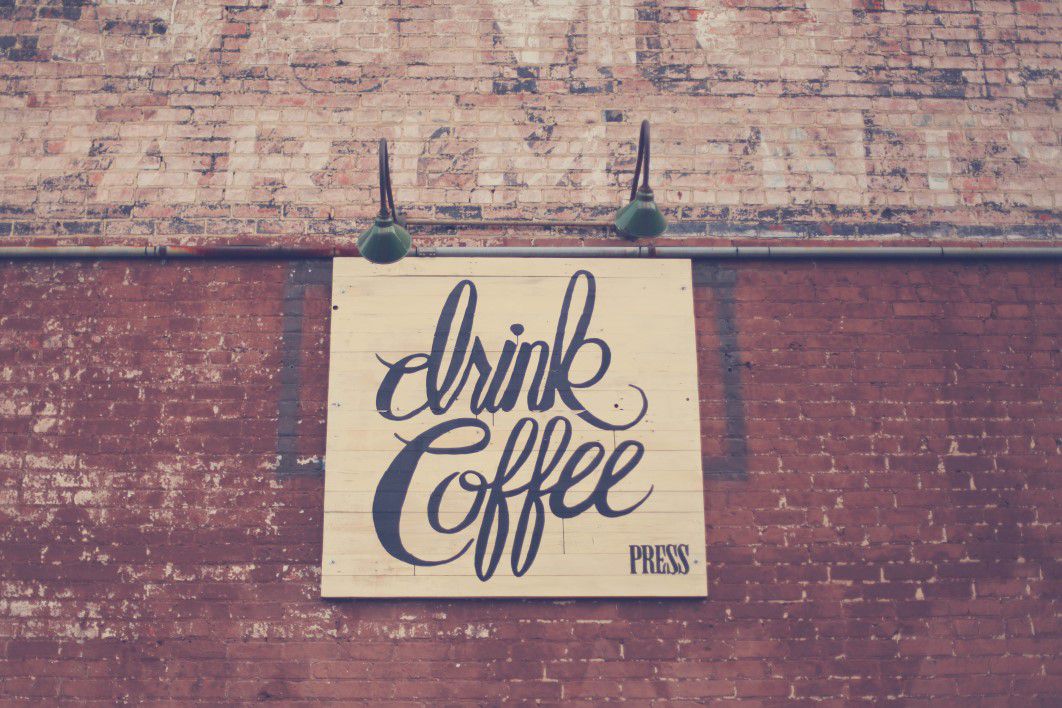 Drink Coffee Typography Brick Wall