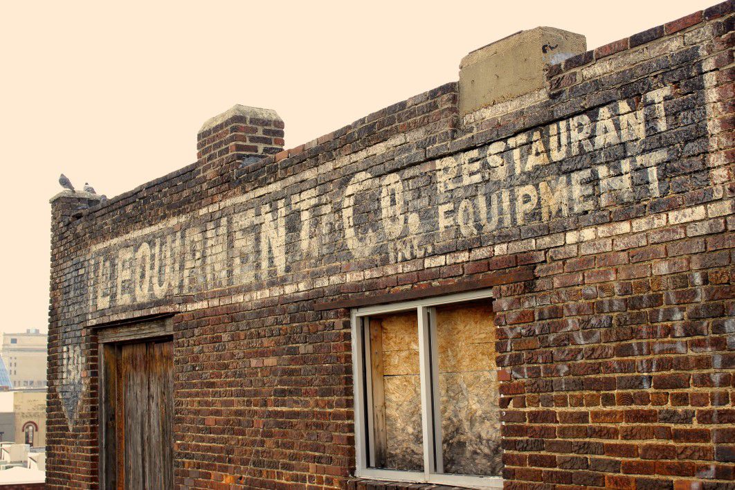 Restaurant Sign Brick Old