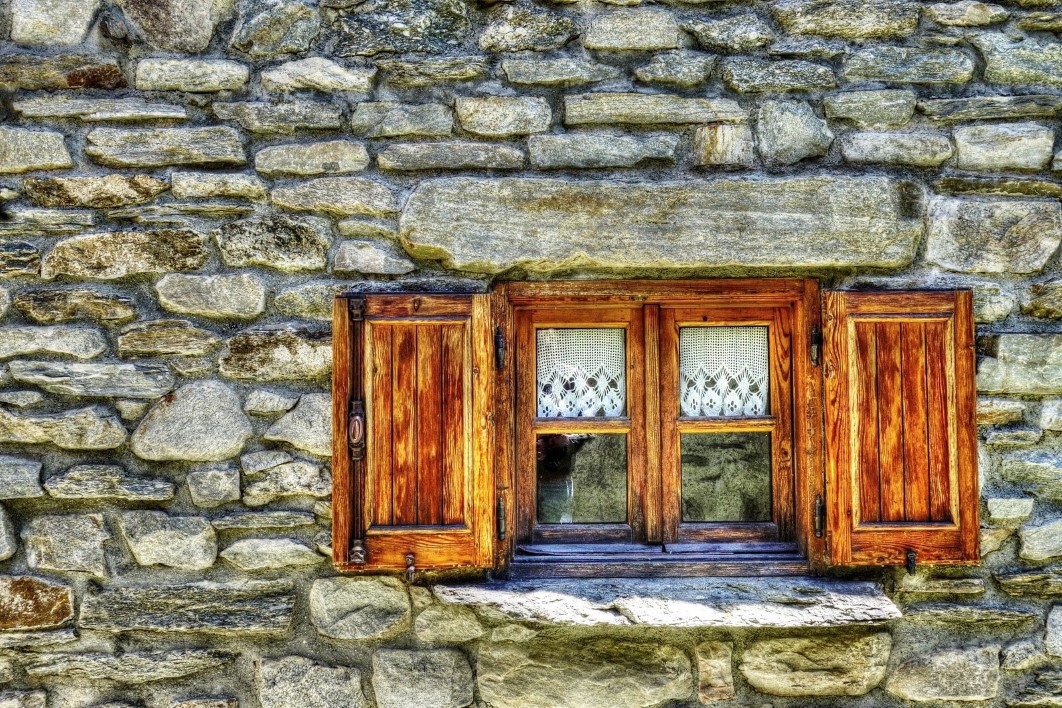 Vintage Window Wood Stone