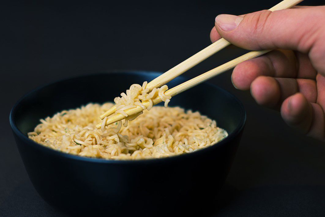 Black Bowl Noodles Chopsticks
