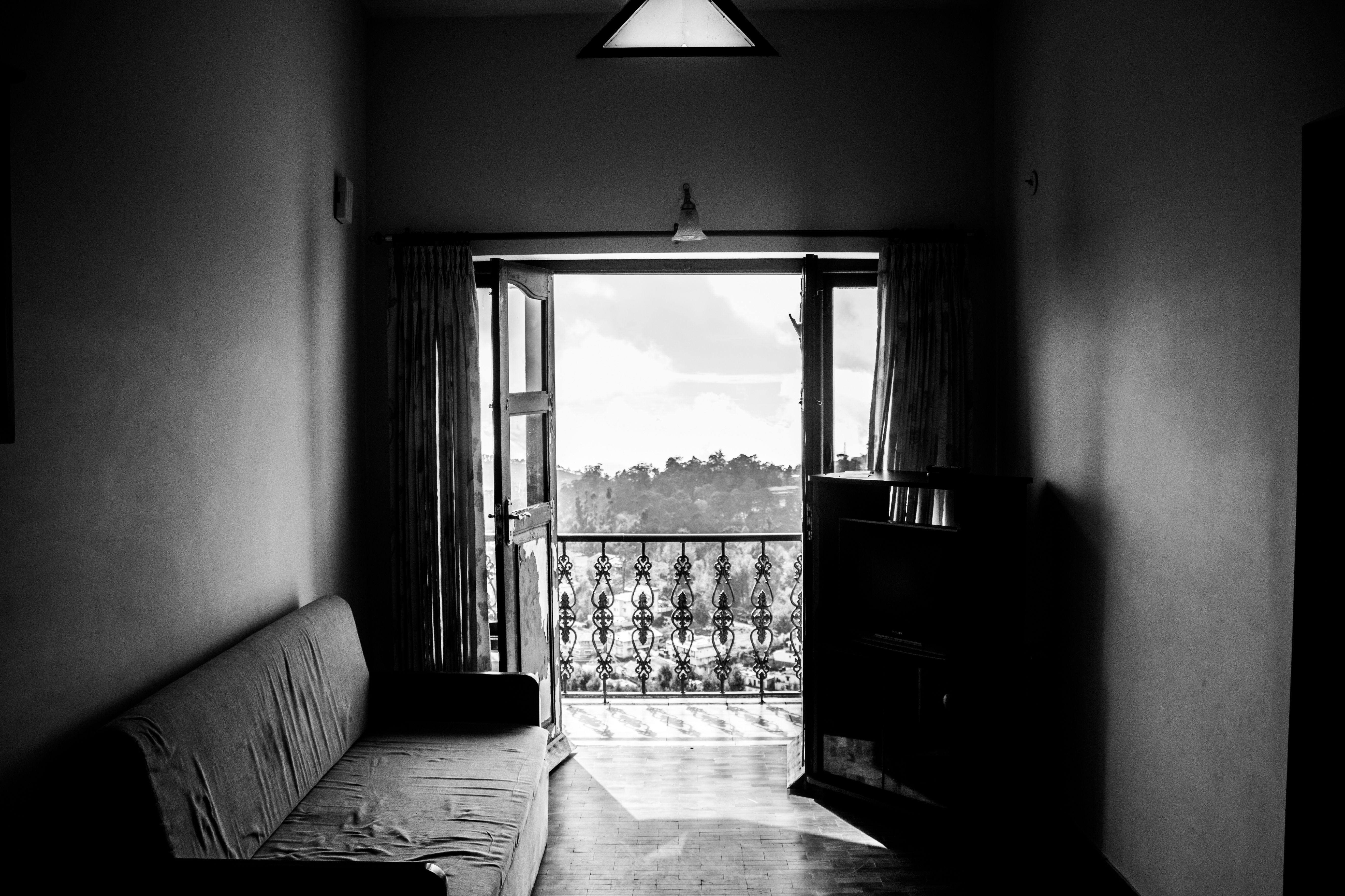 Black White House Balcony French