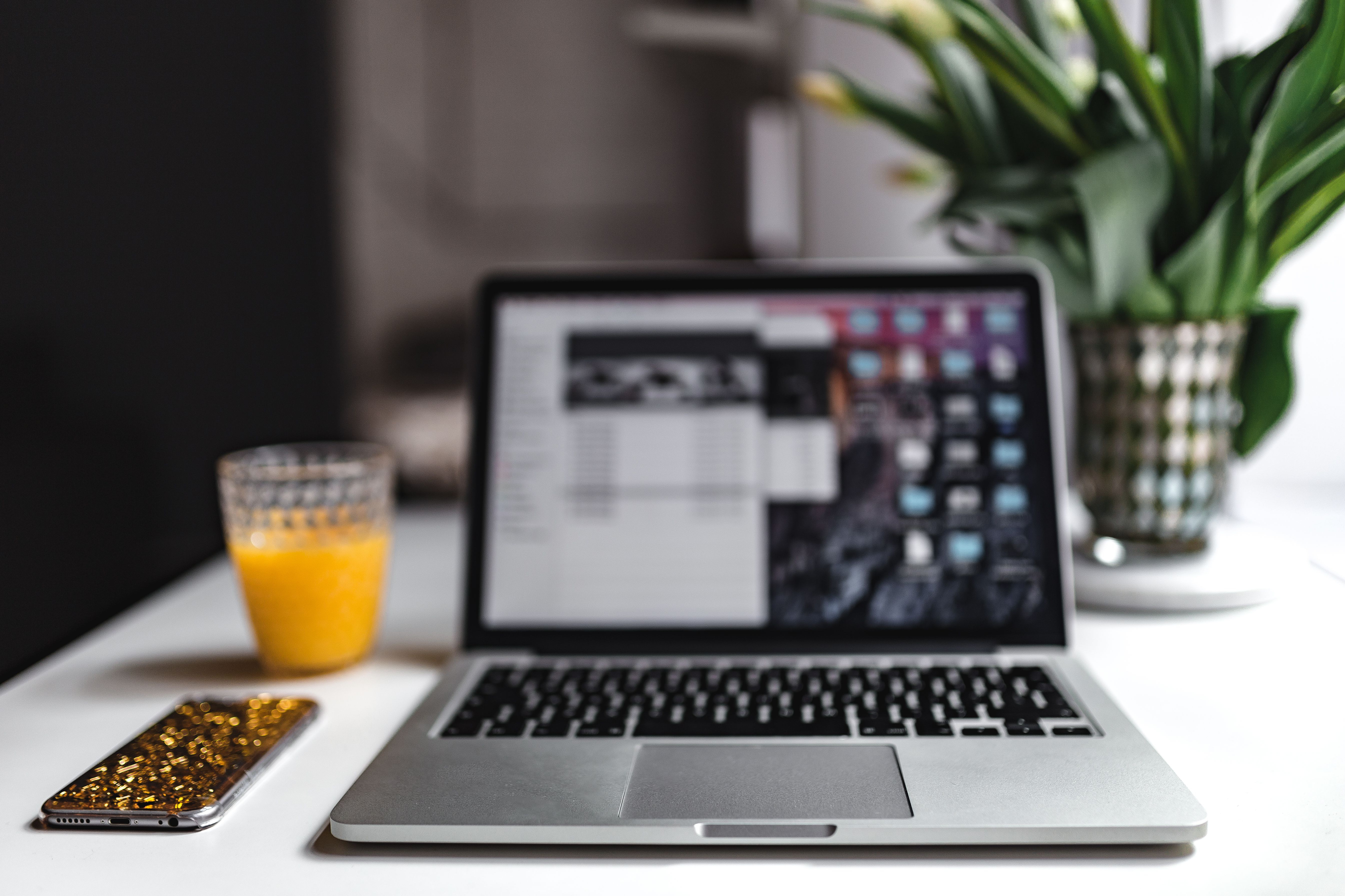 MacBook Pro Desk Orange Juice