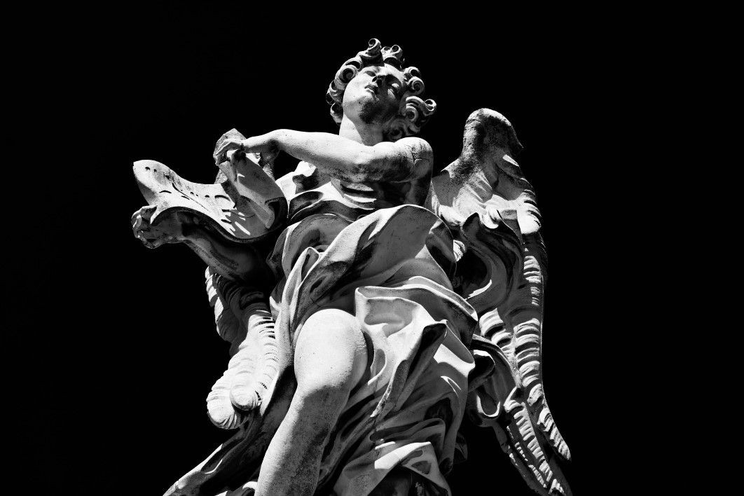 Statue Black White Angel