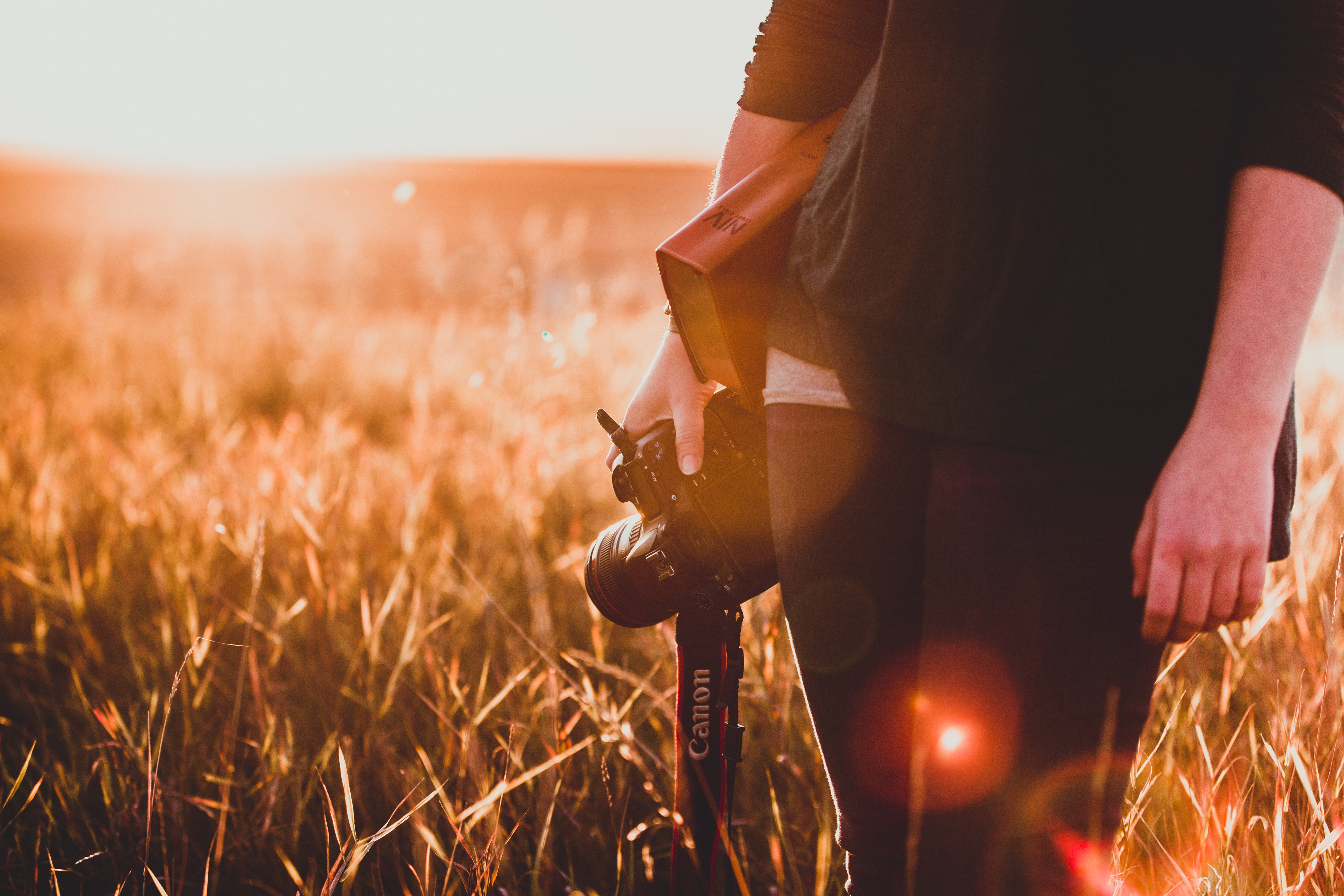 Camera Book Sunset Field Canon