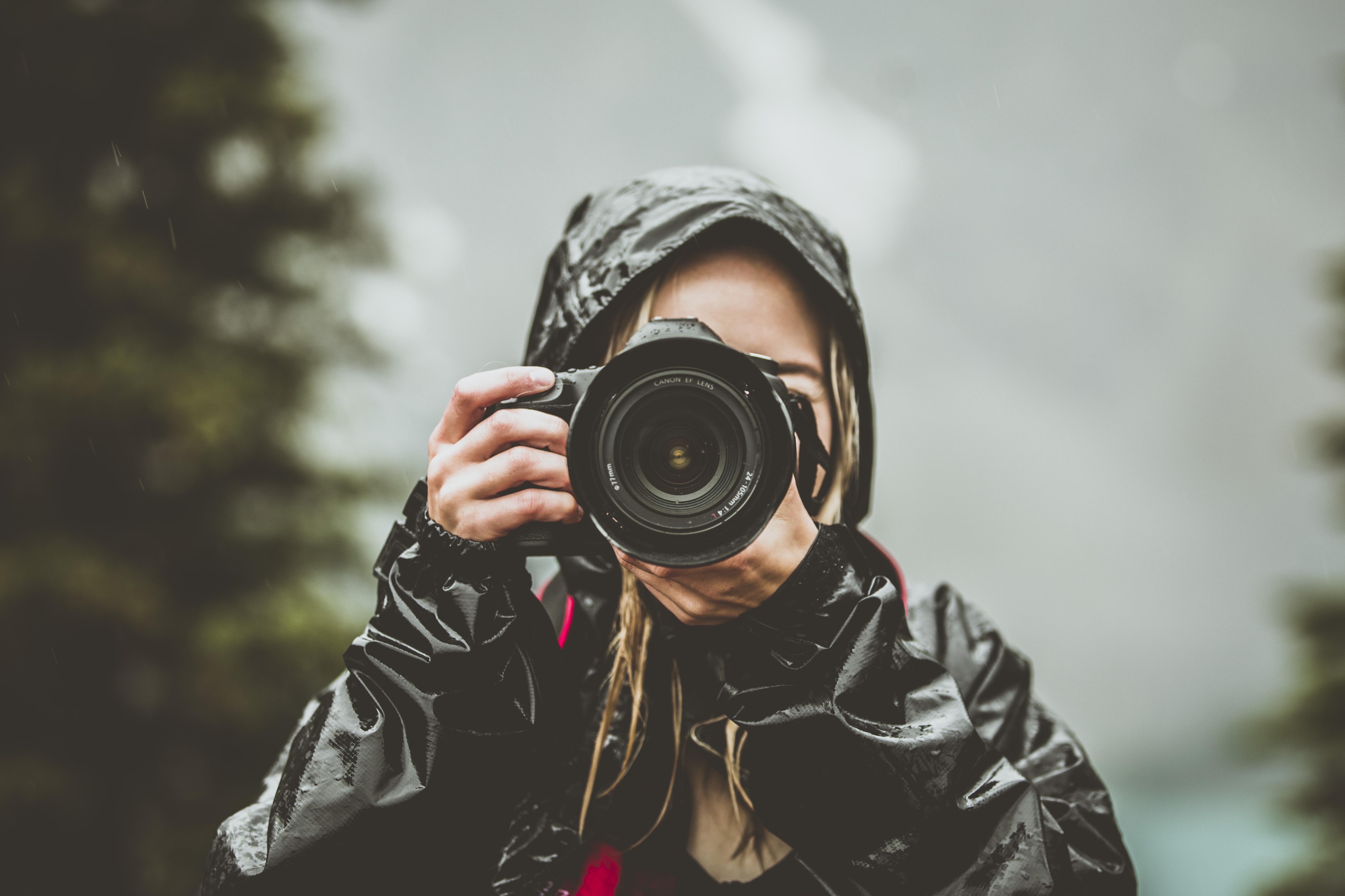  Camera  Woman  Rain Jacket Free Stock Photo NegativeSpace