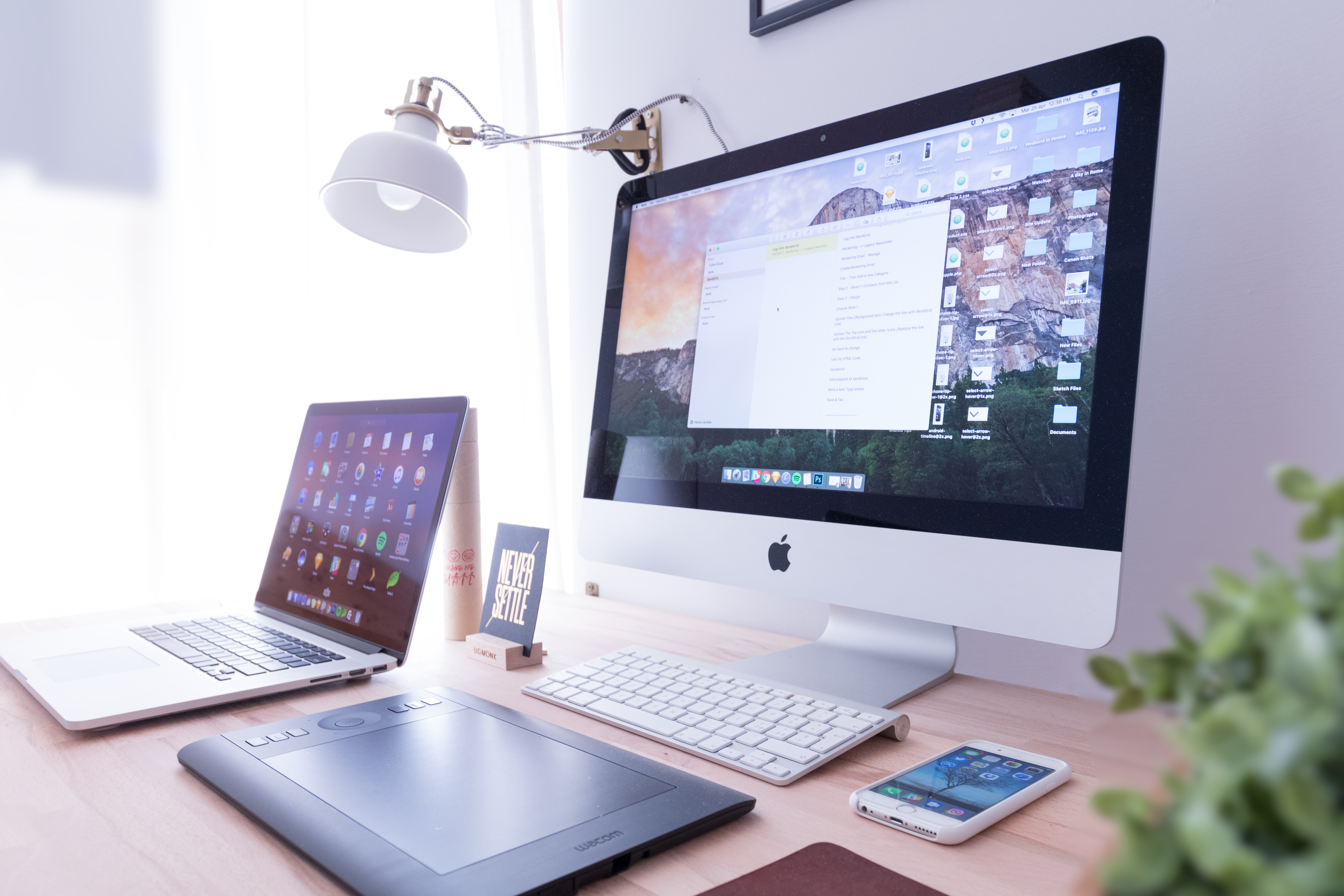 MacBook Desk Minimal Free Stock Photo - NegativeSpace