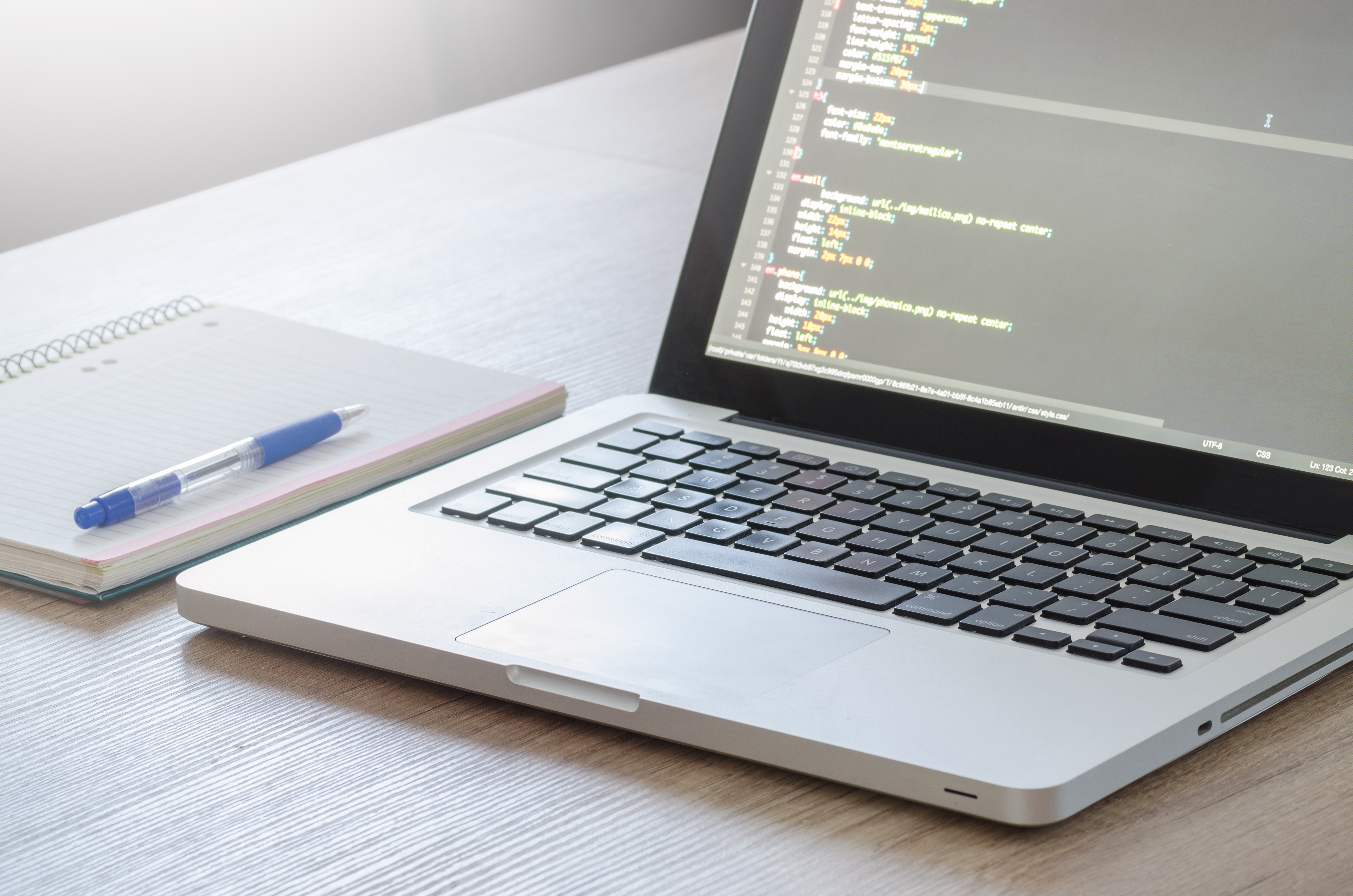 MacBook CSS Code Web Design Desk