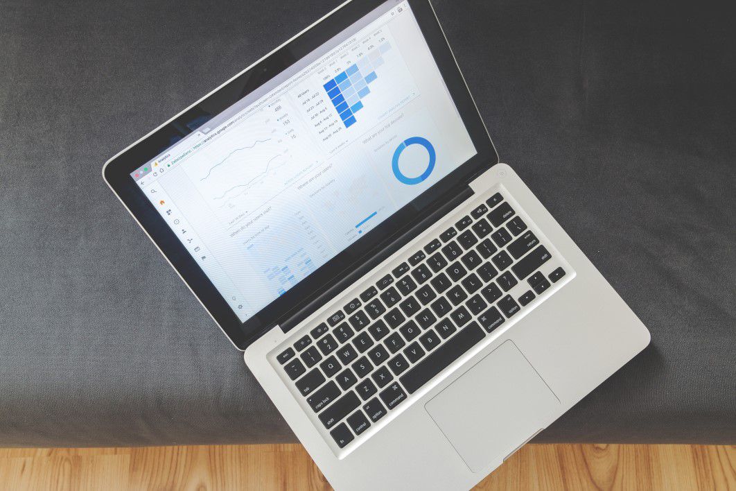 Office MacBook Laptop Charts Analytics