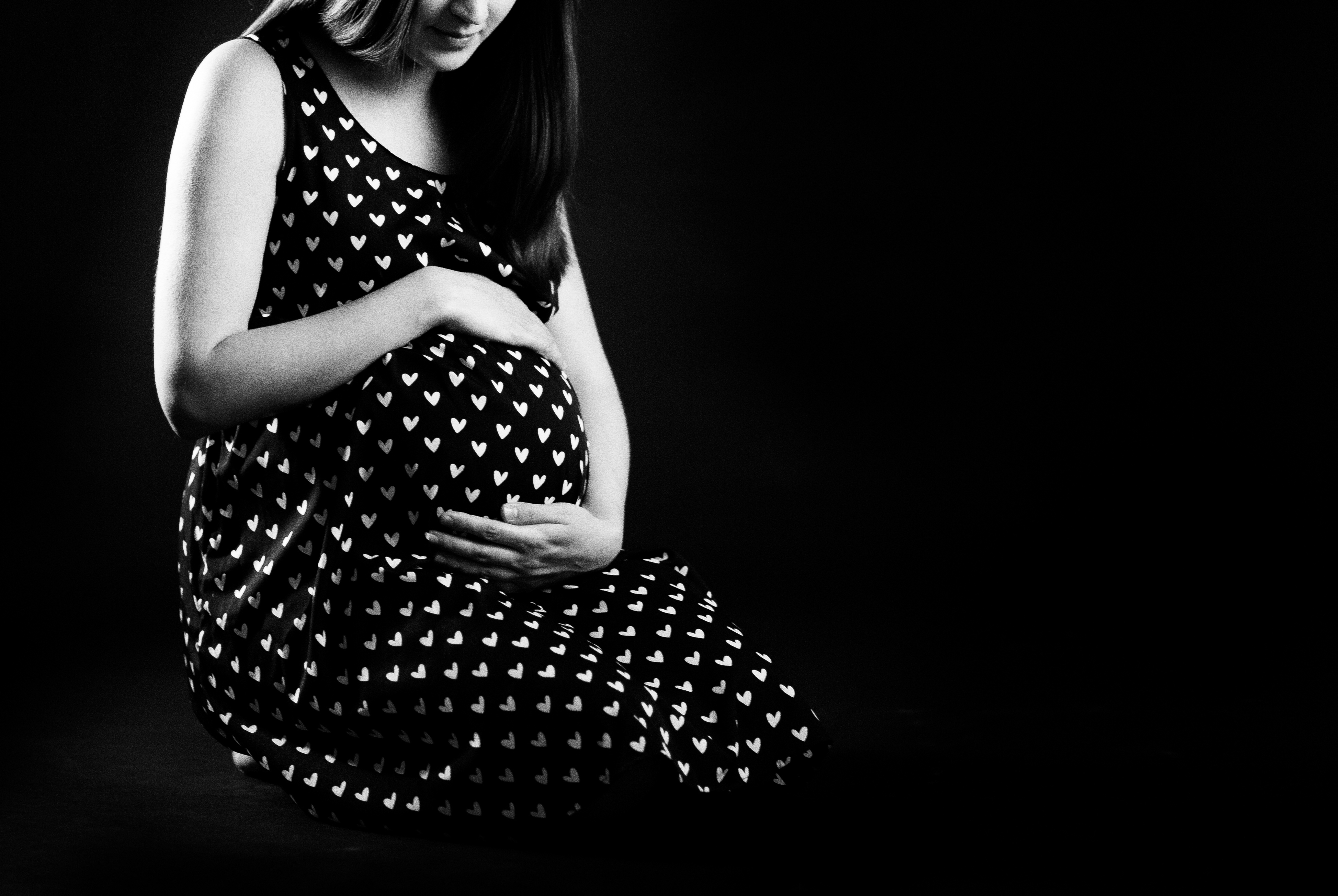 Pregnant Woman Black White Minimal