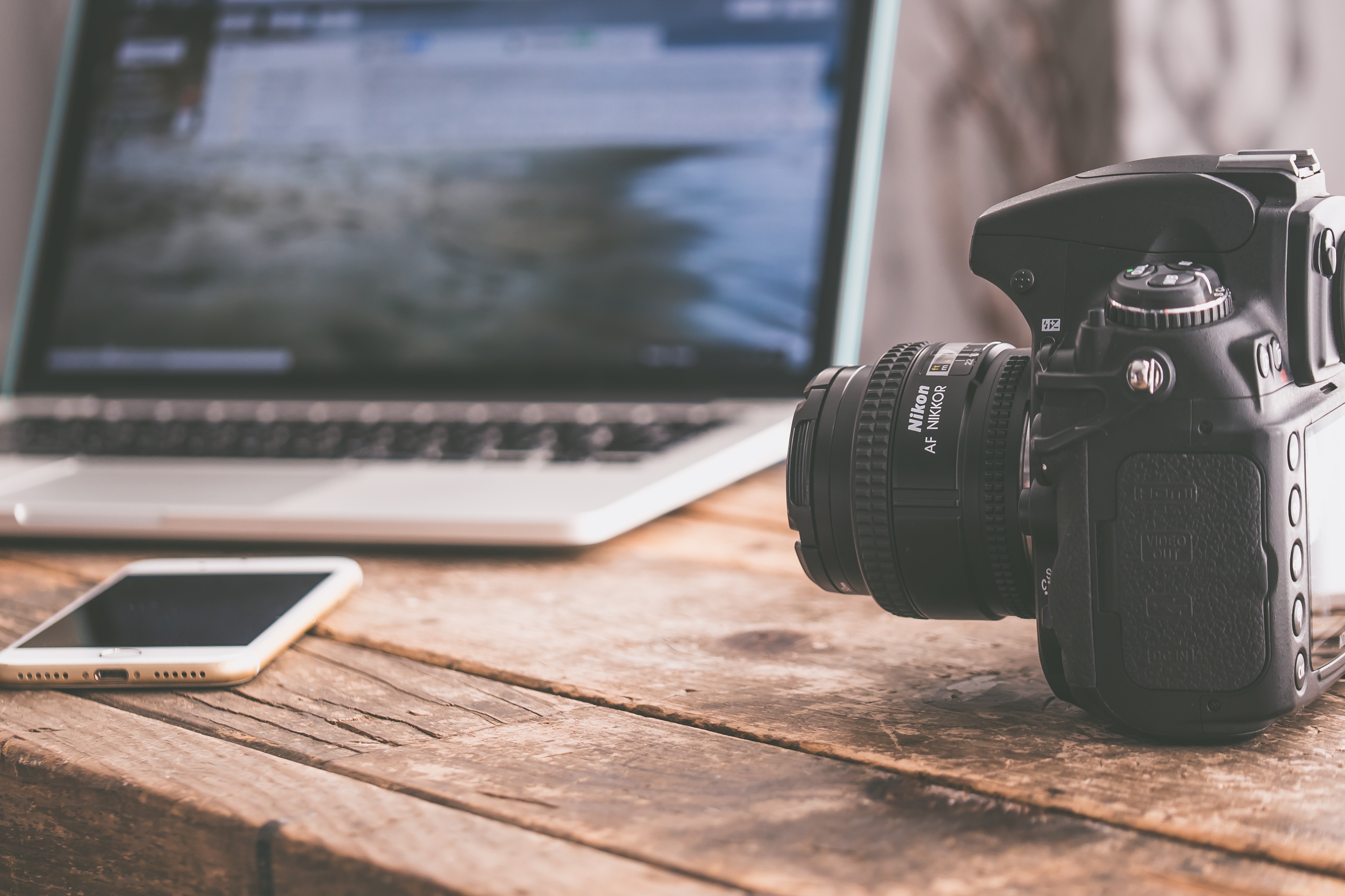 Rustic Wood Desk Camera