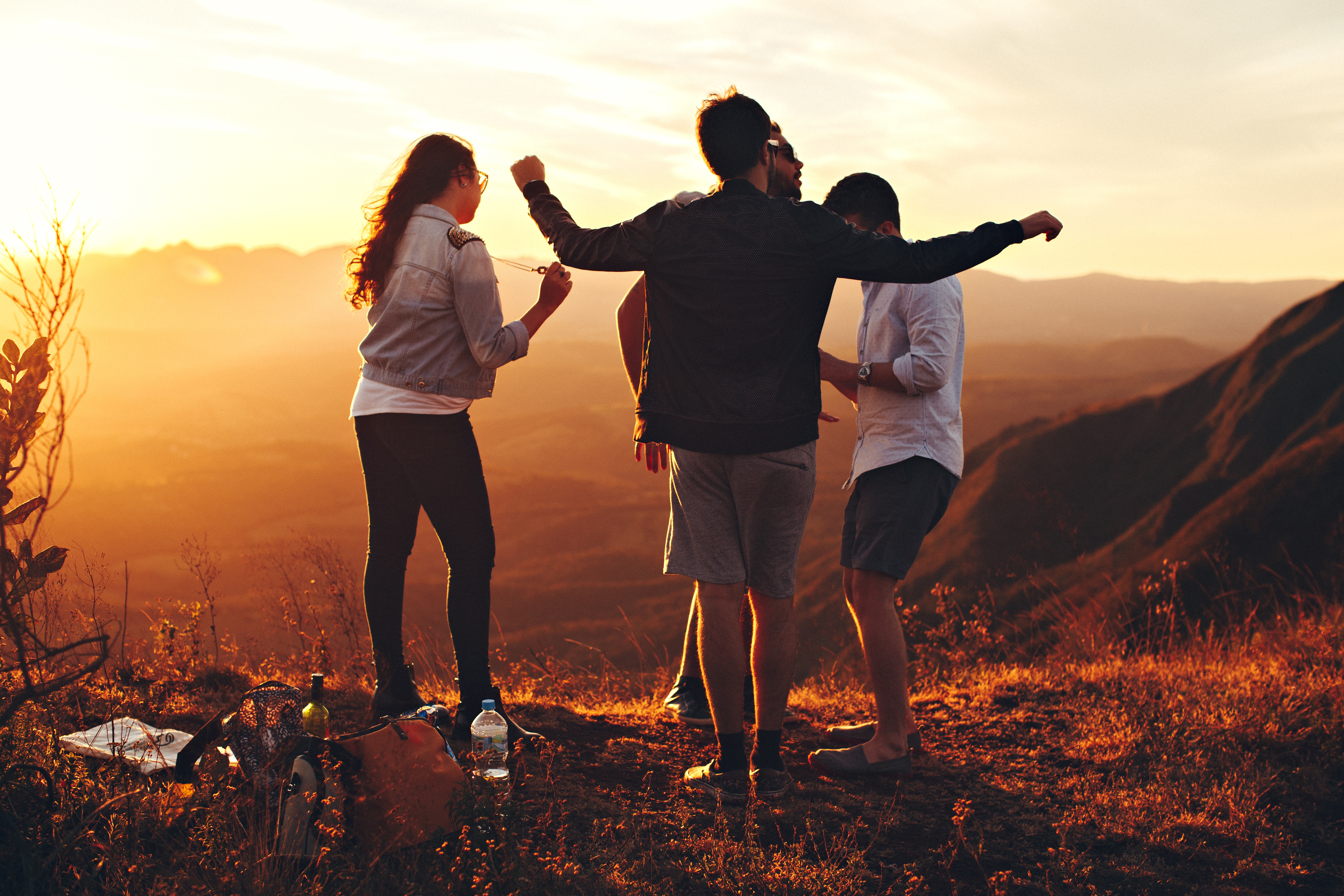 Group Woman Man Mountain