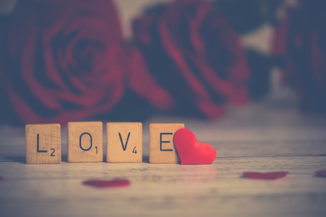 Love Heart Scrabble Rose