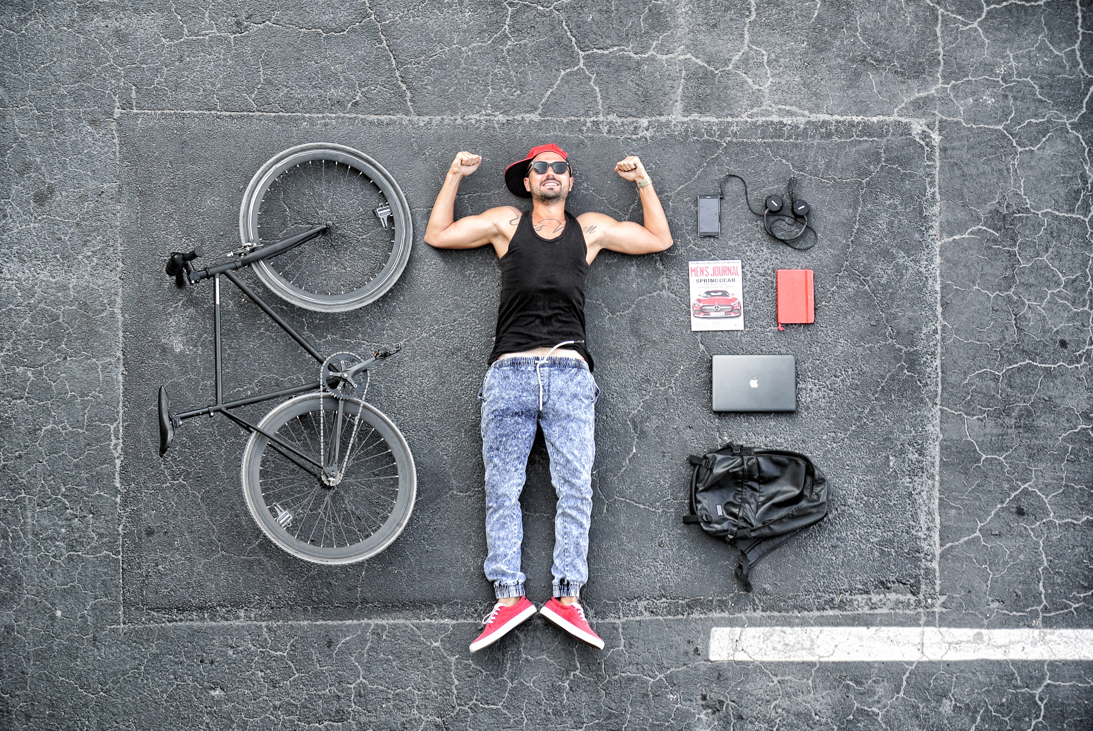 Man Model Laptop Bike