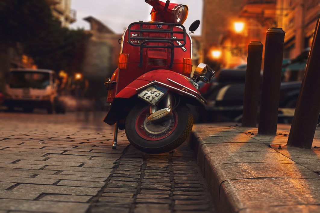 Red Moped Retro