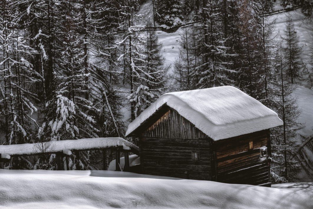 Hut Cabin Snow Forest Winter