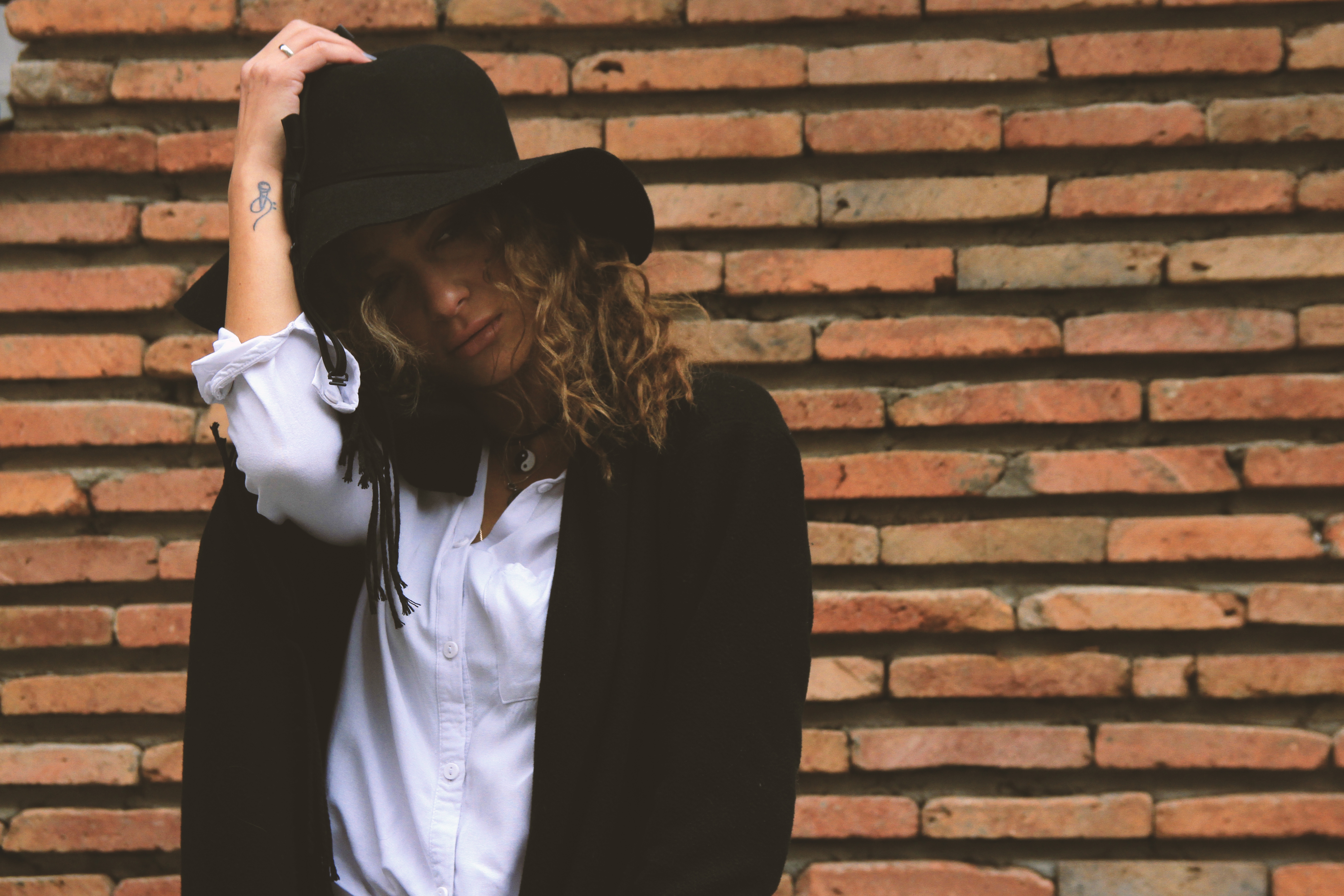 Model Woman Brick Wall