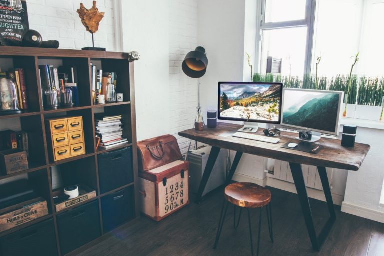 Rustic Desk Office Computer Royalty Free Photo