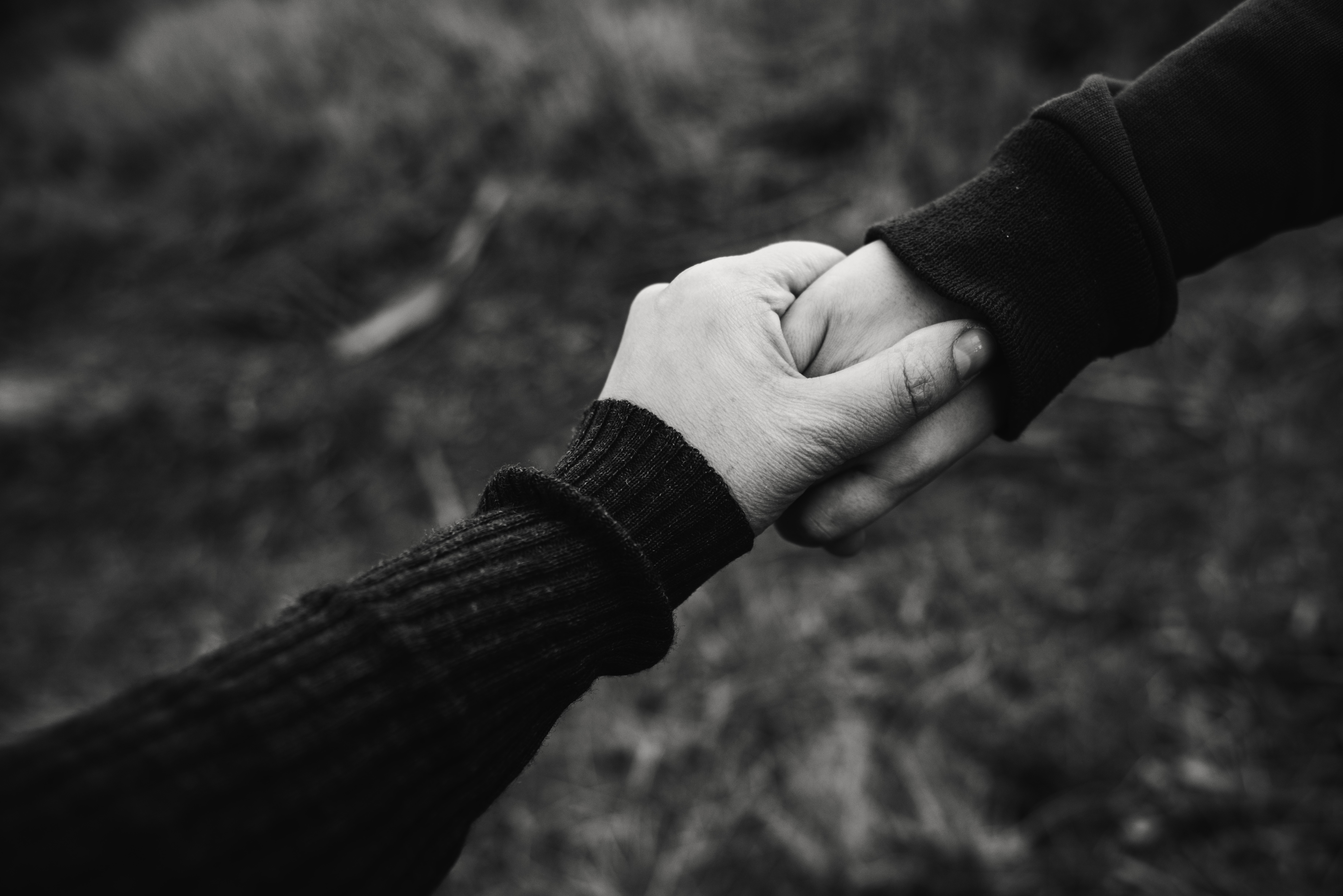 Holding Hands Couple Black White