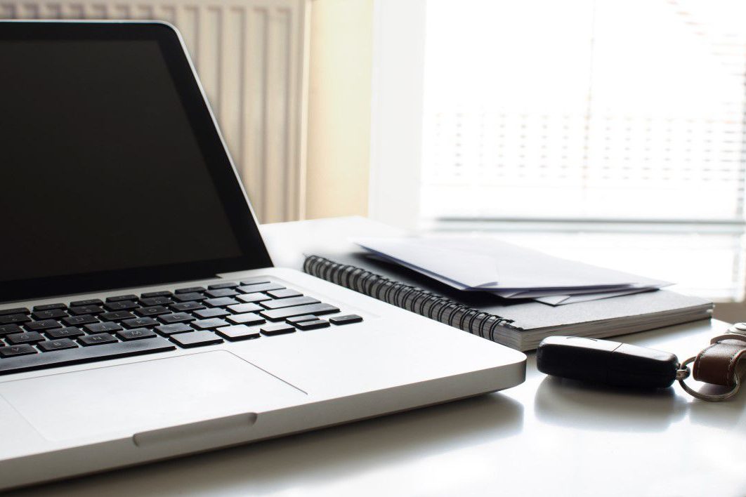 Laptop Keys Notepad Office Desk