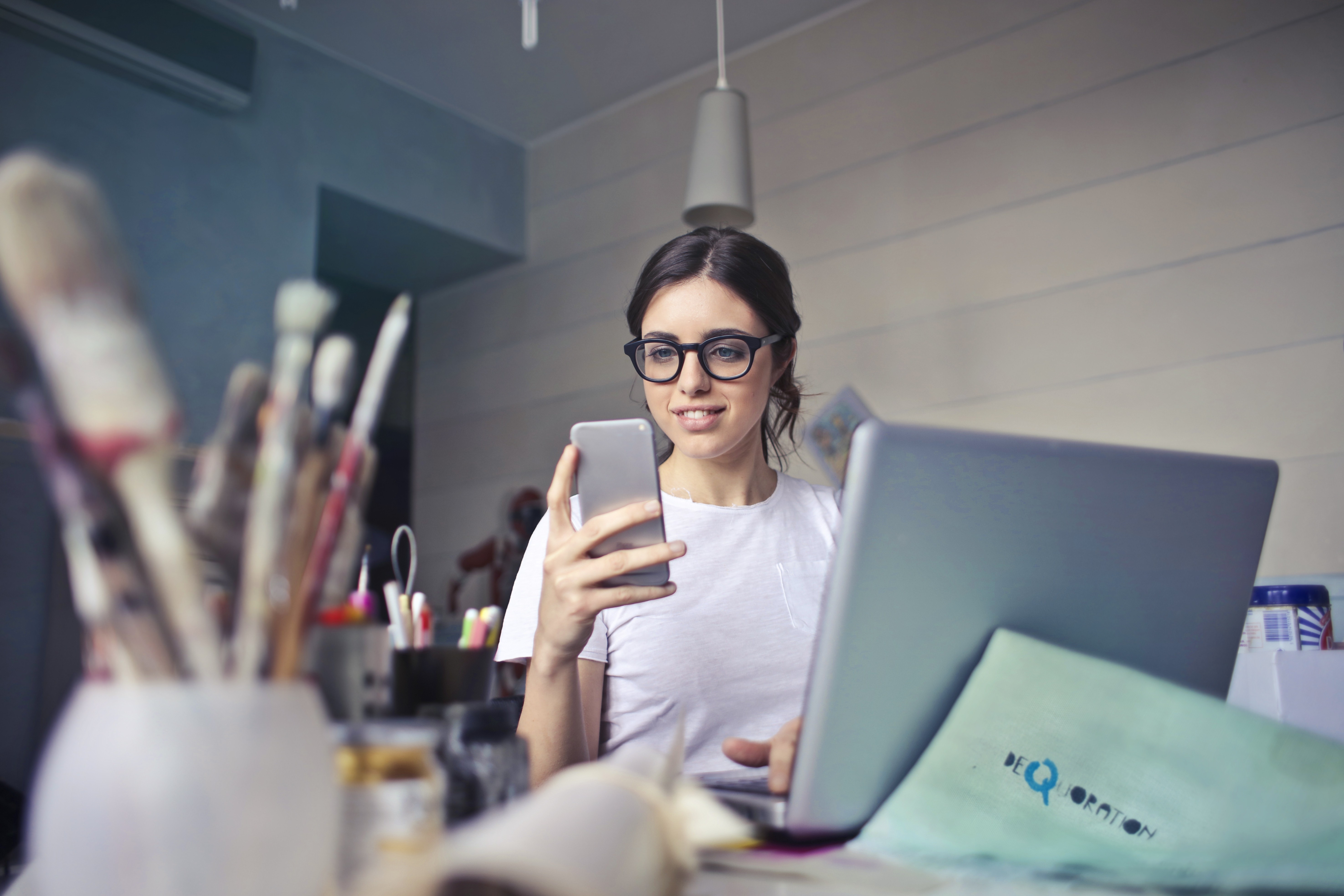 Woman Artist Paint Laptop